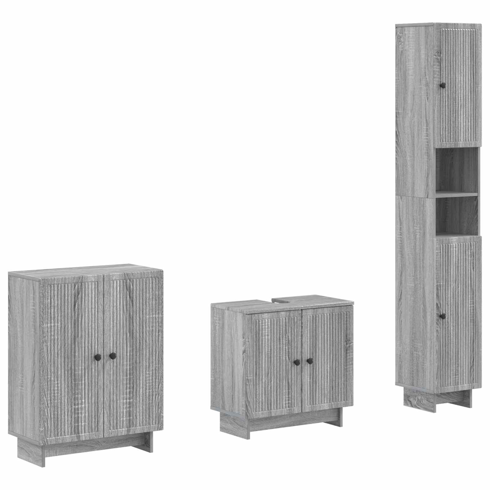 vidaXL 3-delige badkamerkast set EDE Zwart Bewerkt hout