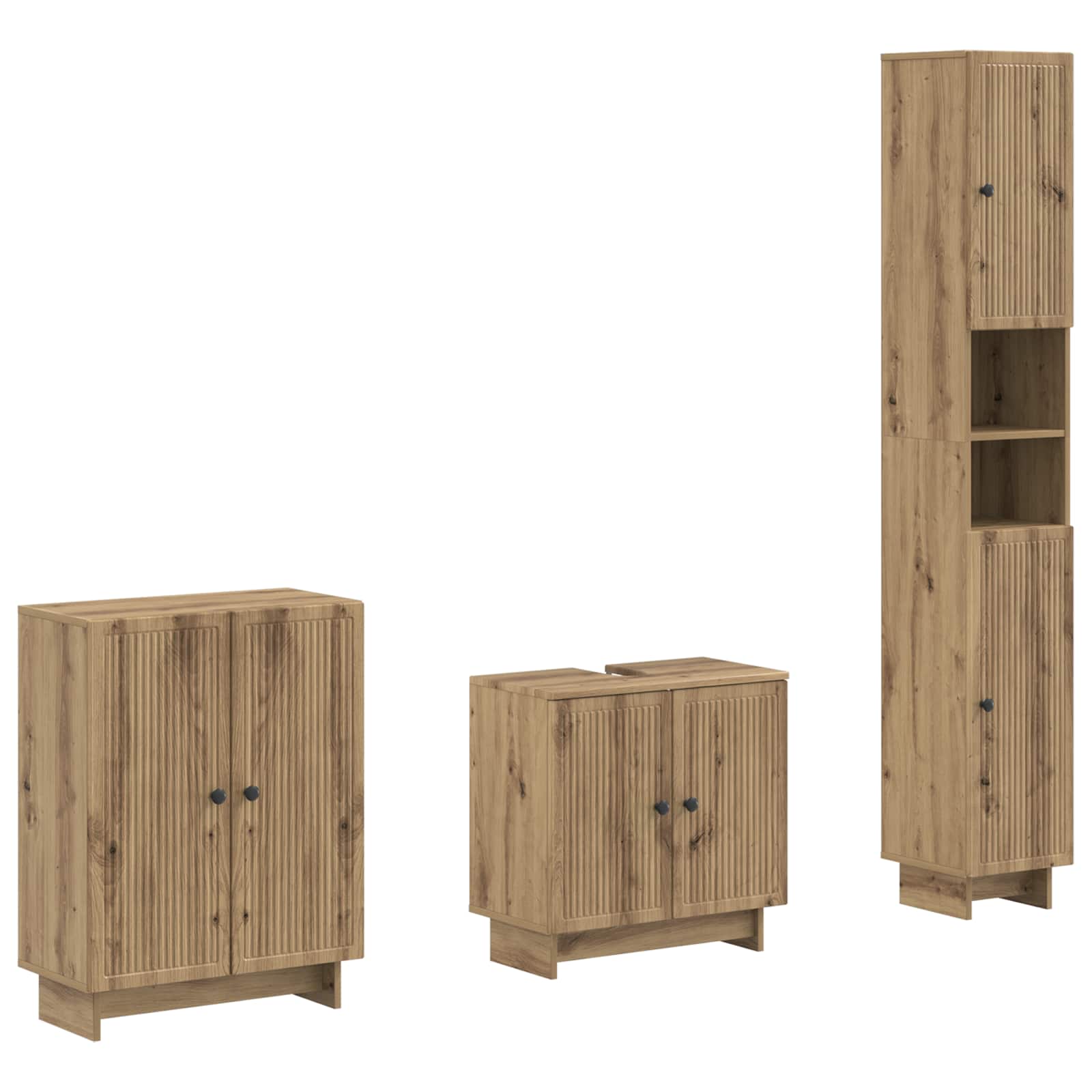vidaXL 3-delige badkamerkast set EDE Zwart Bewerkt hout