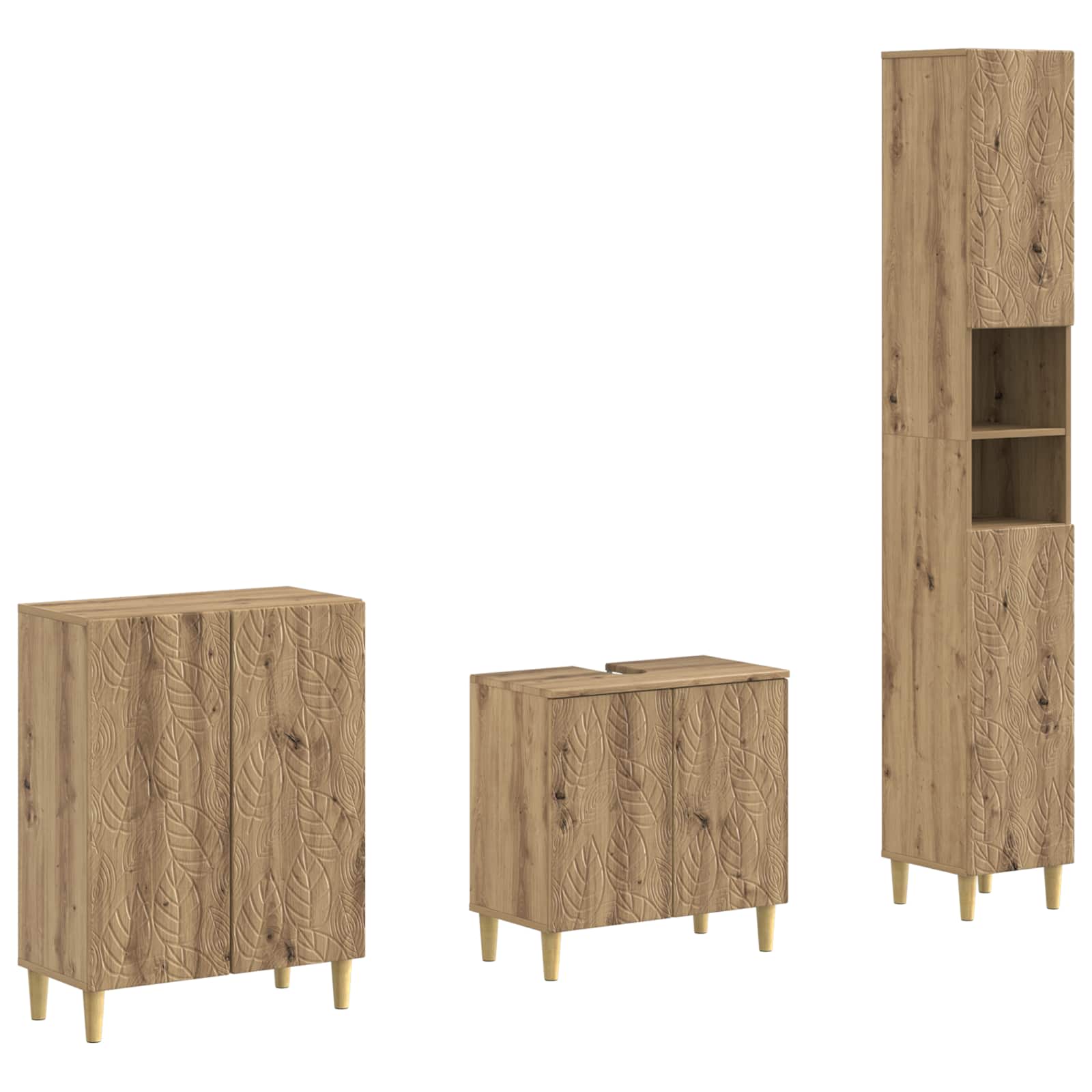 vidaXL 3-delige badkamerkast set EDE Zwart Bewerkt hout