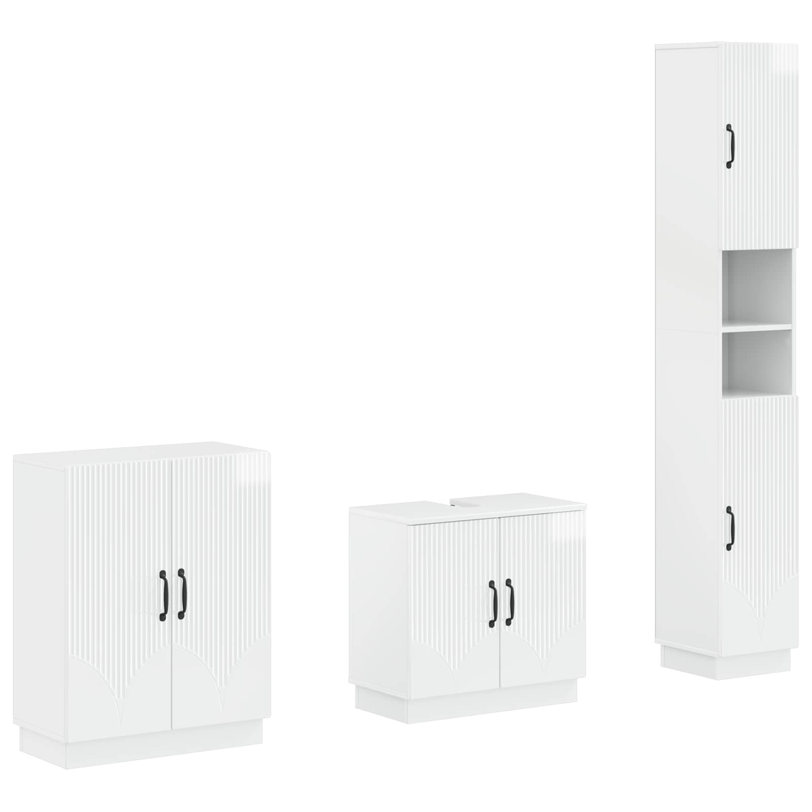 vidaXL 3-delige badkamerkast set EDE Zwart Bewerkt hout
