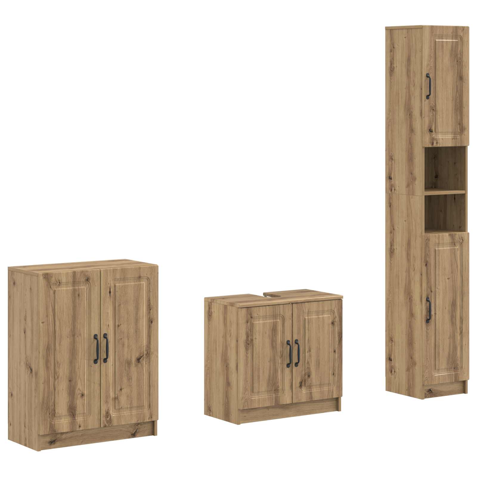 vidaXL 3-delige badkamerkast set EDE Zwart Bewerkt hout