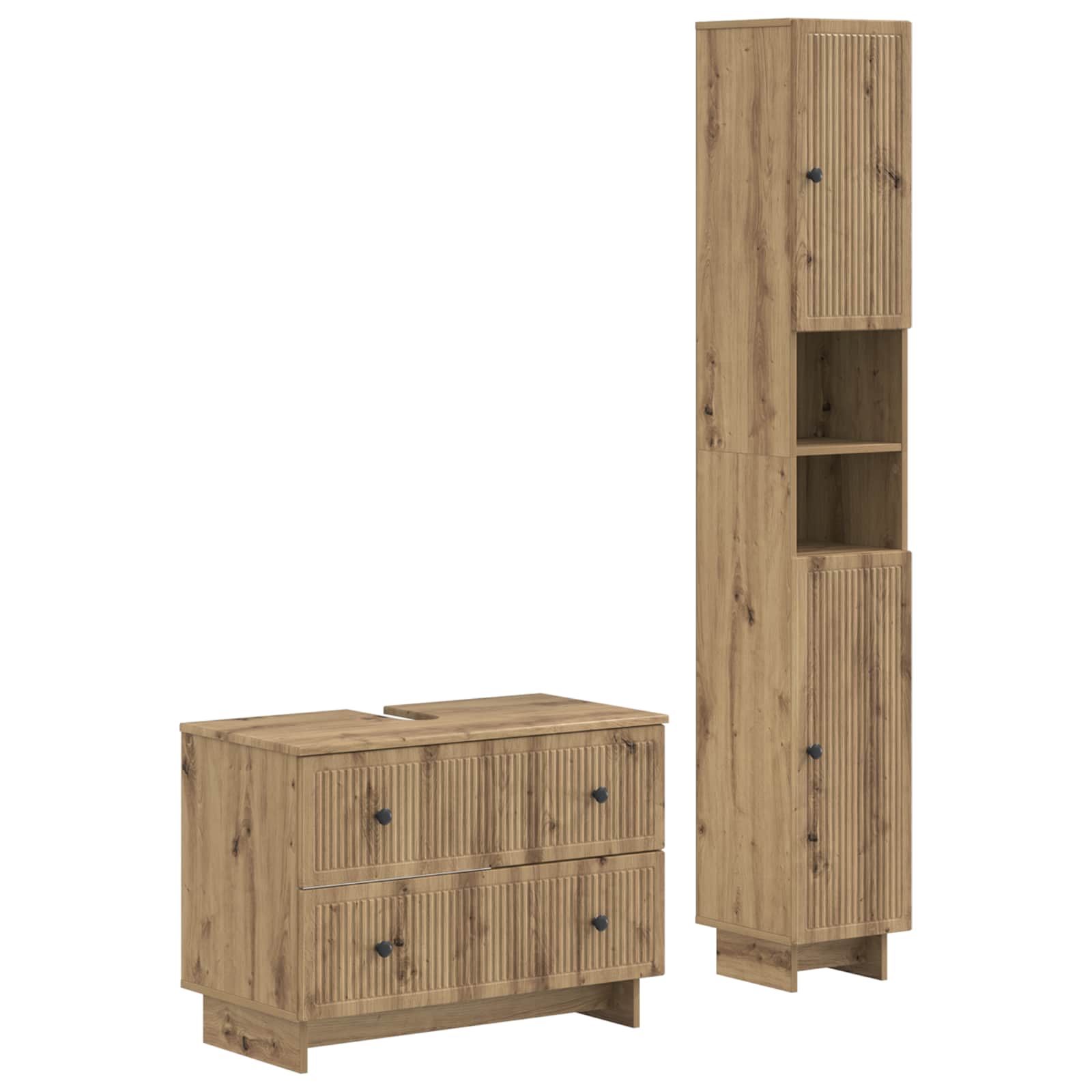 vidaXL 2-delige Badkamerkast Set EDE Zwart Bewerkt hout