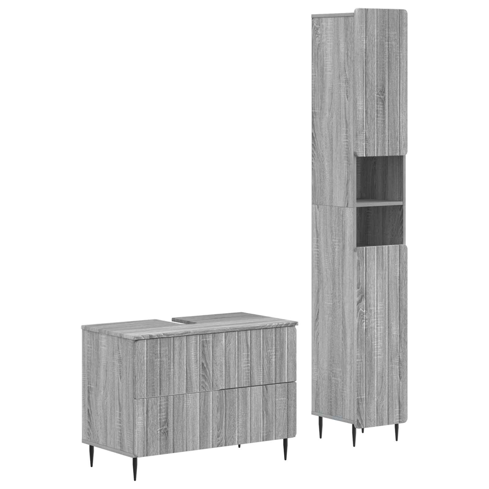 vidaXL 2-delige Badkamerkast Set EDE Zwart Bewerkt hout
