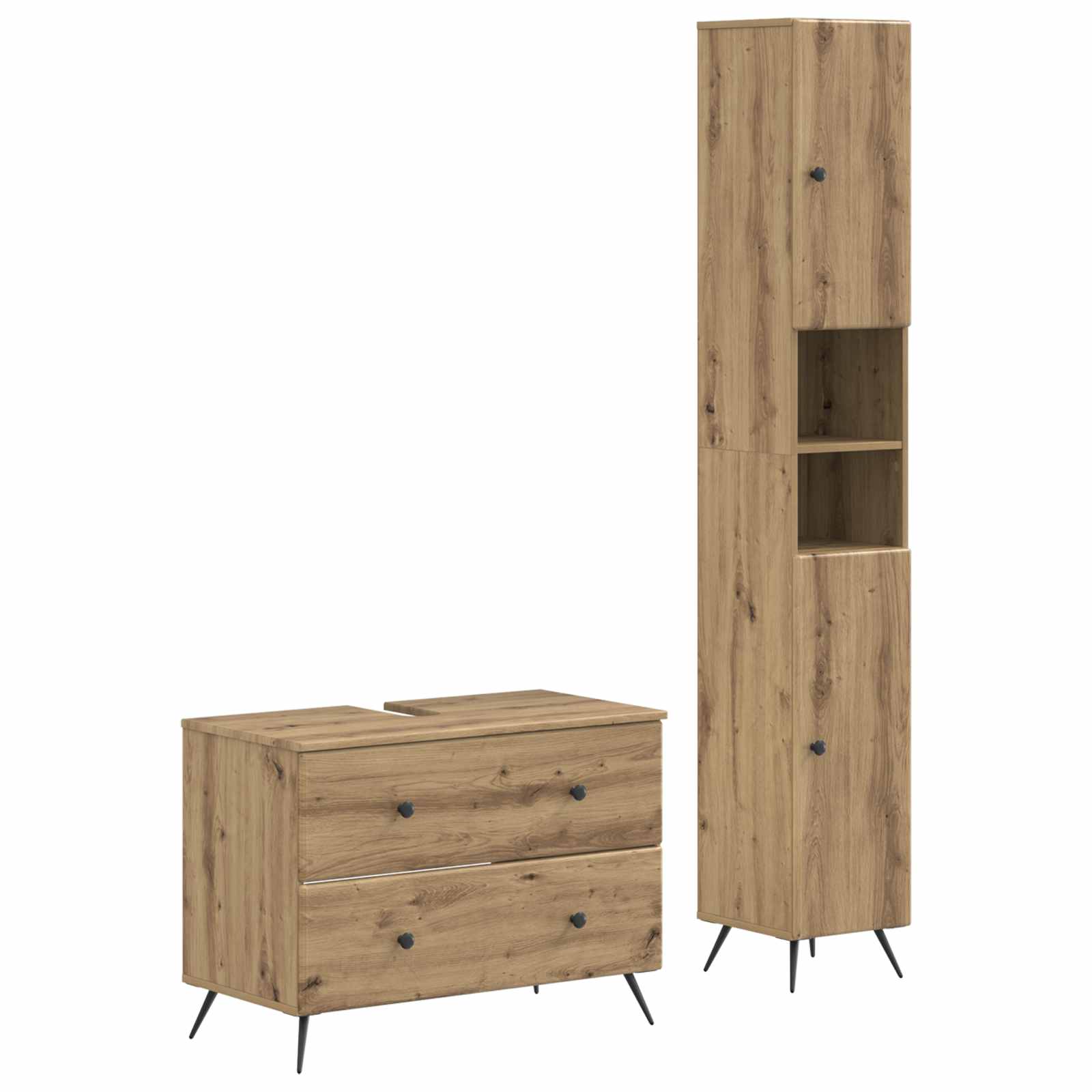 vidaXL 2-delige Badkamerkast Set EDE Zwart Bewerkt hout