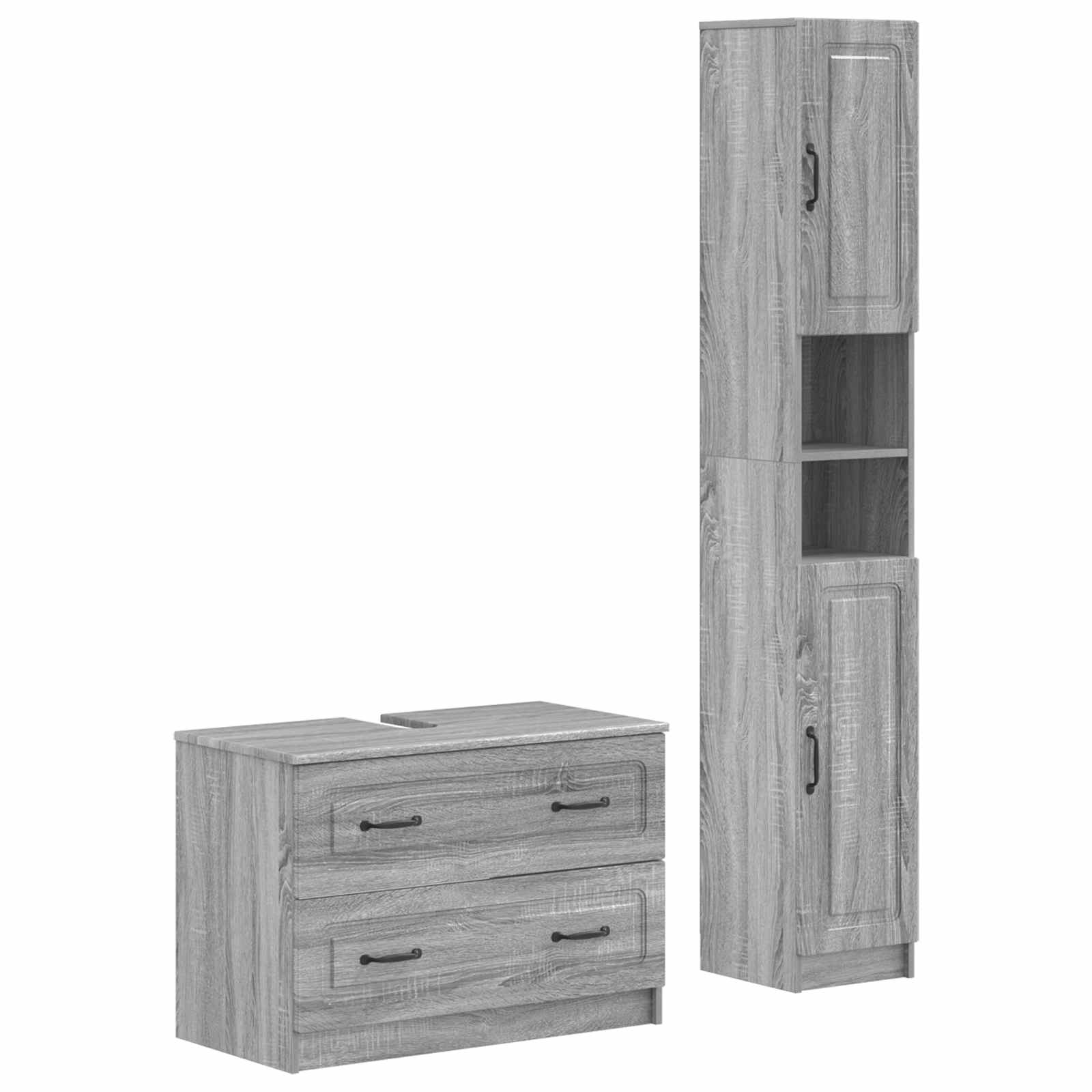 vidaXL 2-delige Badkamerkast Set EDE Zwart Bewerkt hout
