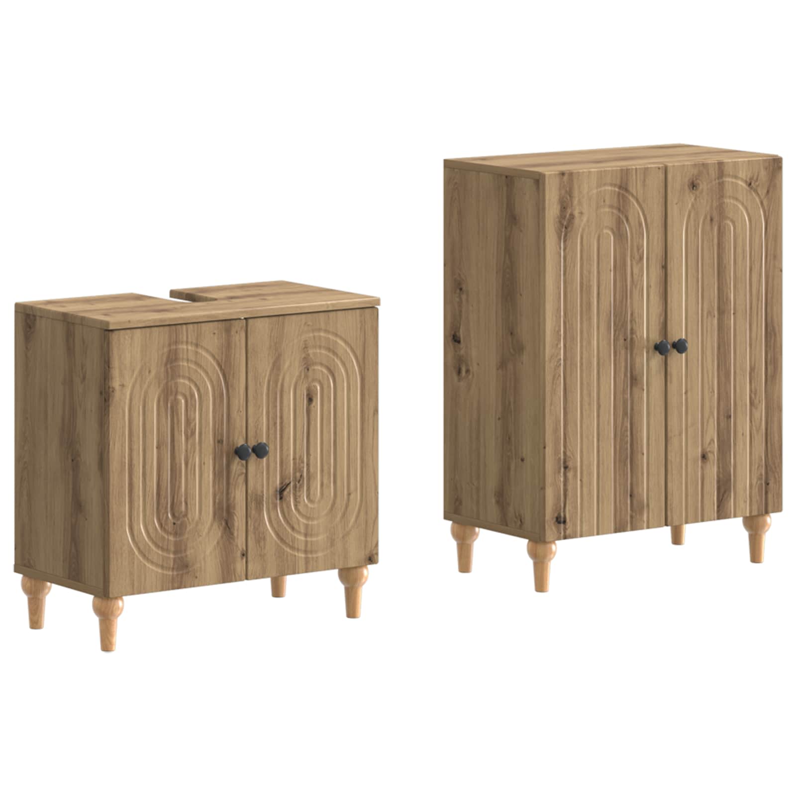 vidaXL 2-delige Badkamerkast Set EDE Zwart Bewerkt hout
