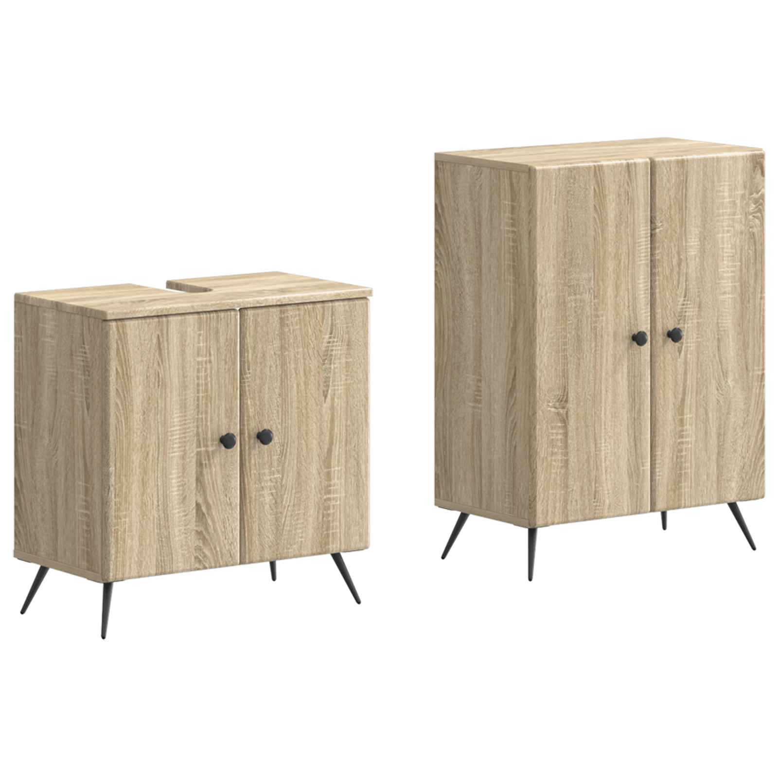 vidaXL 2-delige Badkamerkast Set EDE Zwart Bewerkt hout