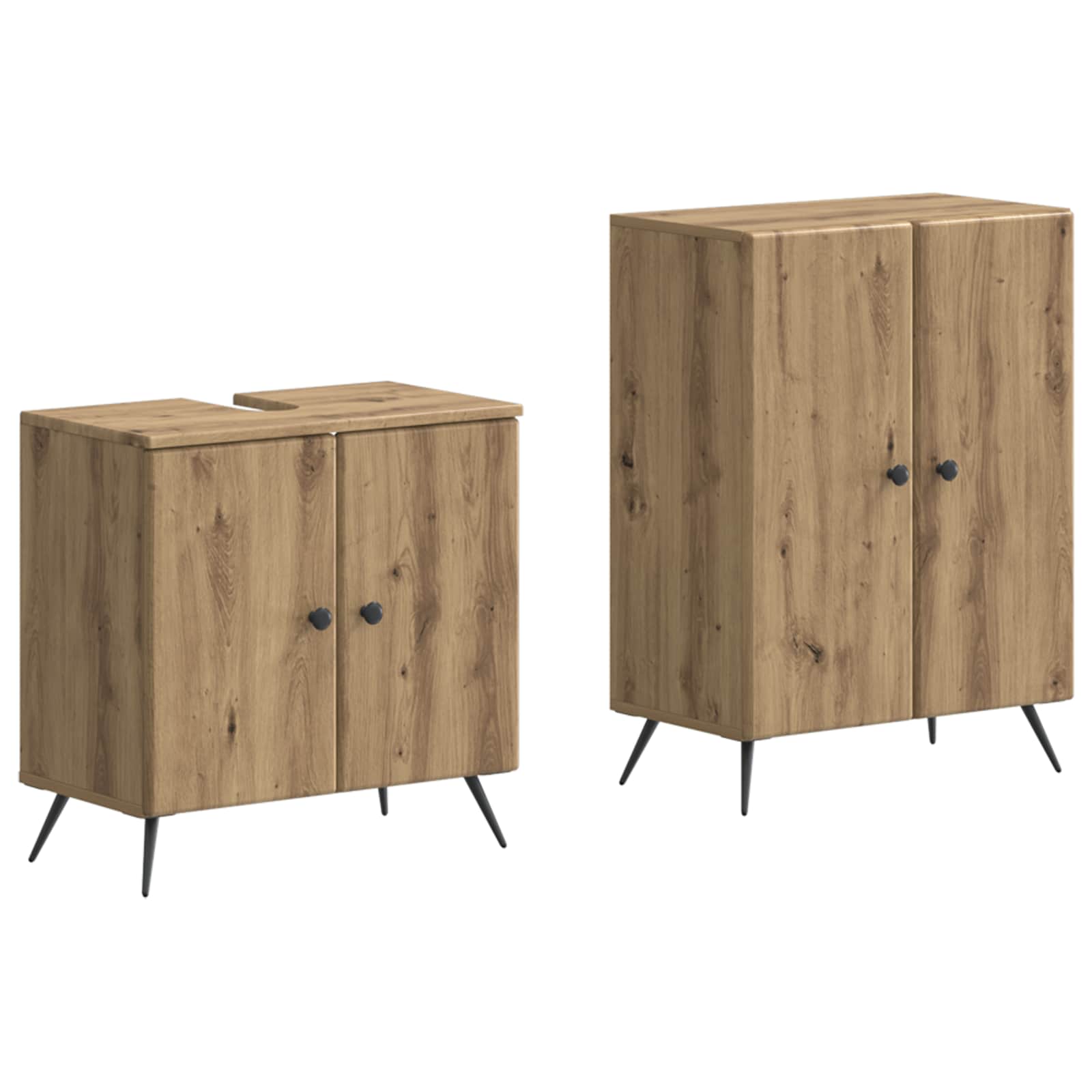 vidaXL 2-delige Badkamerkast Set EDE Zwart Bewerkt hout