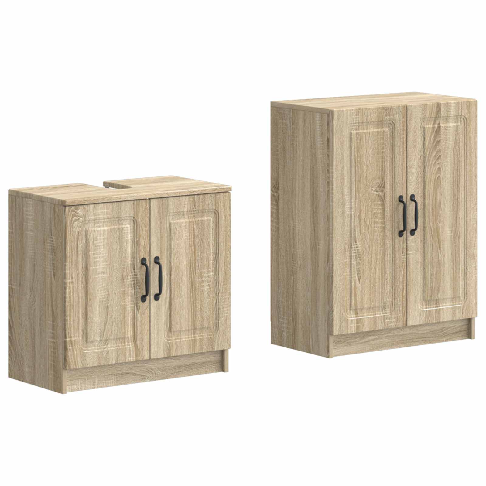 vidaXL 2-delige Badkamerkast Set EDE Zwart Bewerkt hout