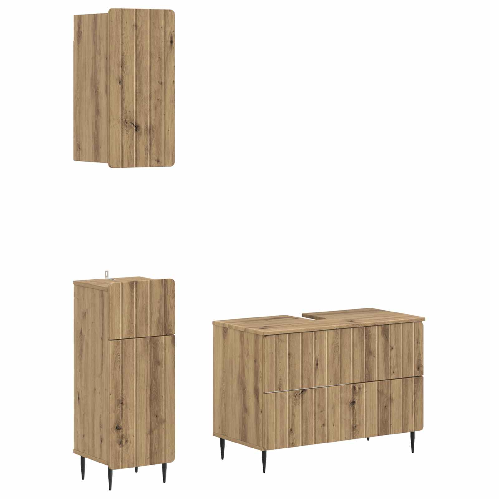 vidaXL 3-delige badkamerkast set EDE Zwart Bewerkt hout