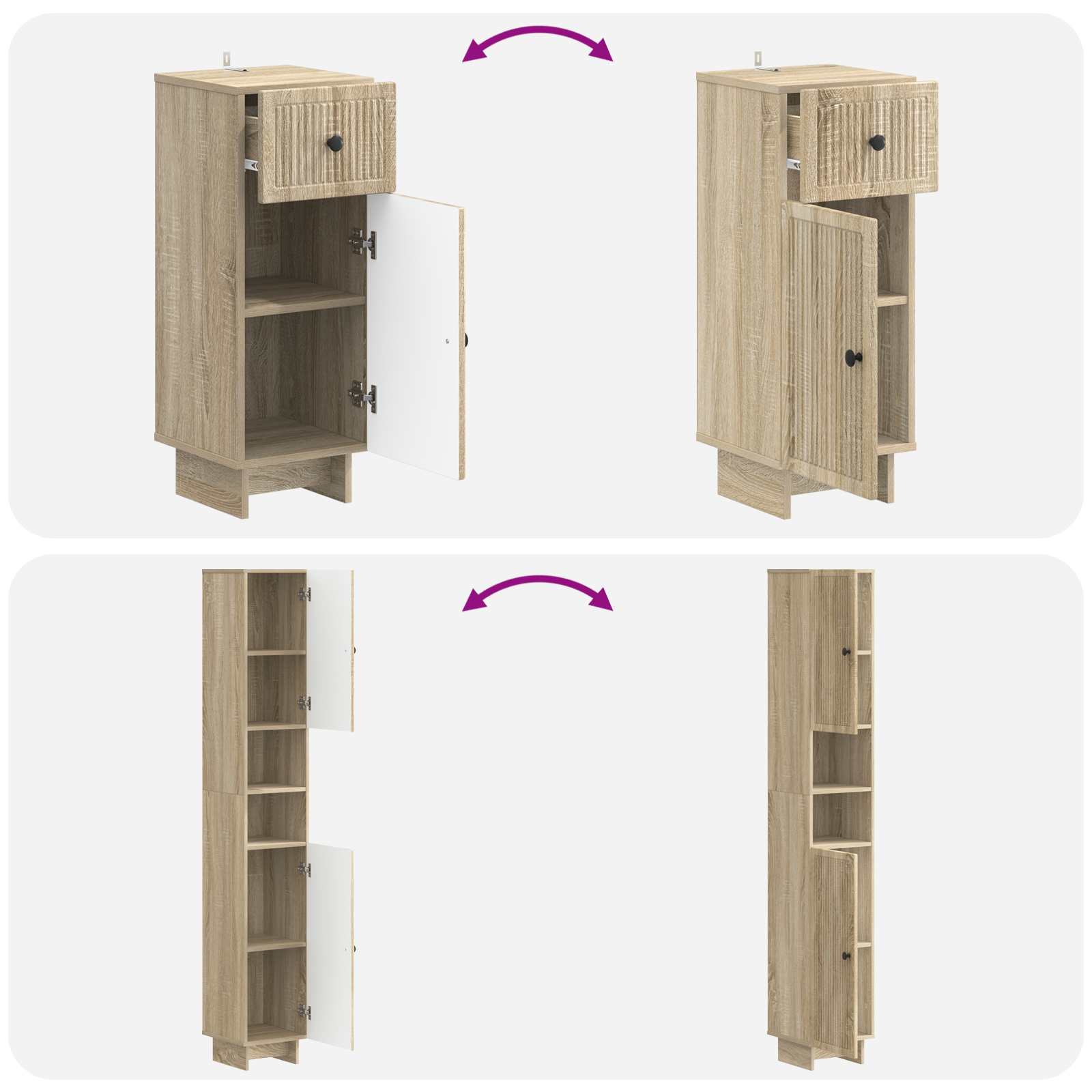 vidaXL 3-delige badkamerkast set EDE Bewerkt hout