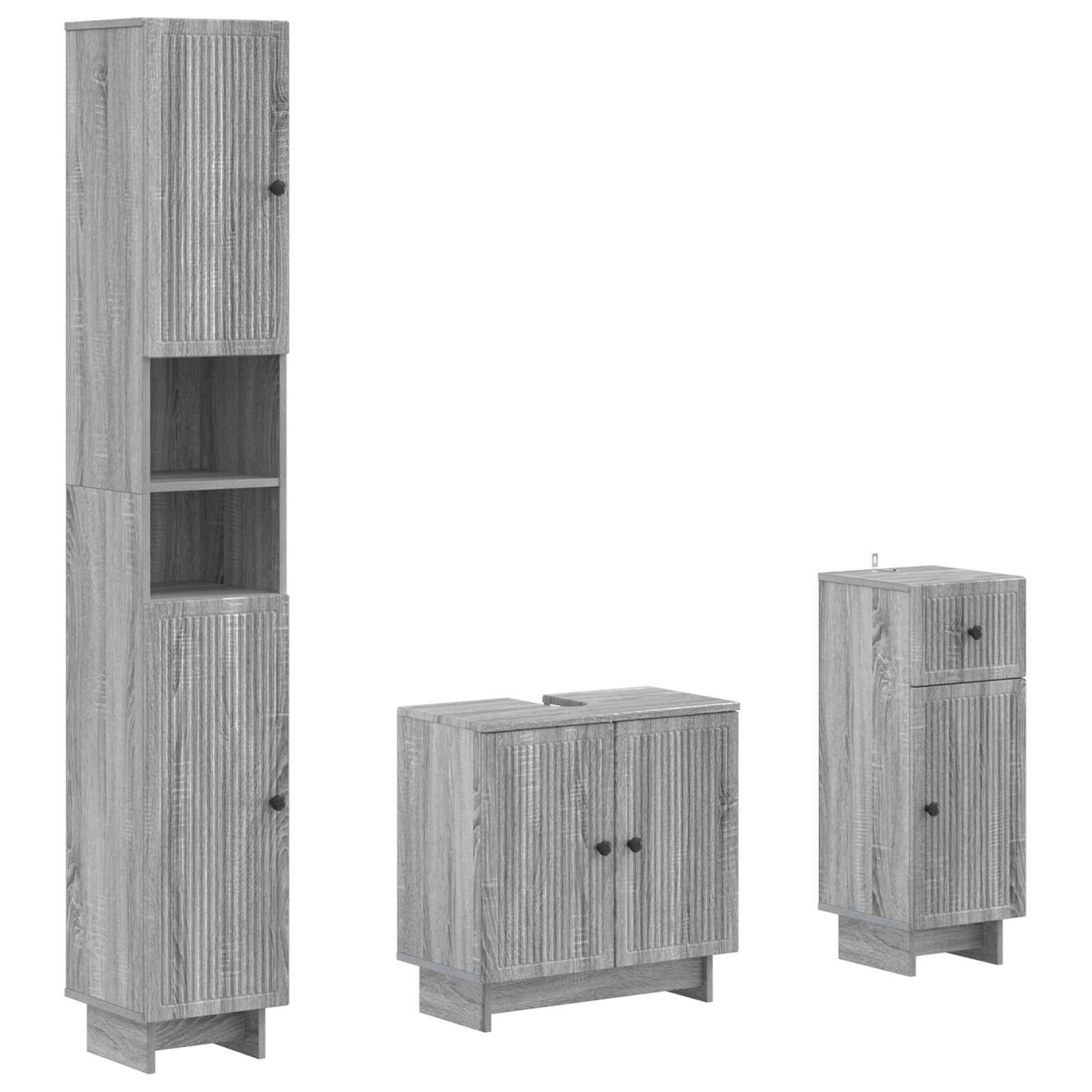 vidaXL 3-delige badkamerkast set EDE Bewerkt hout