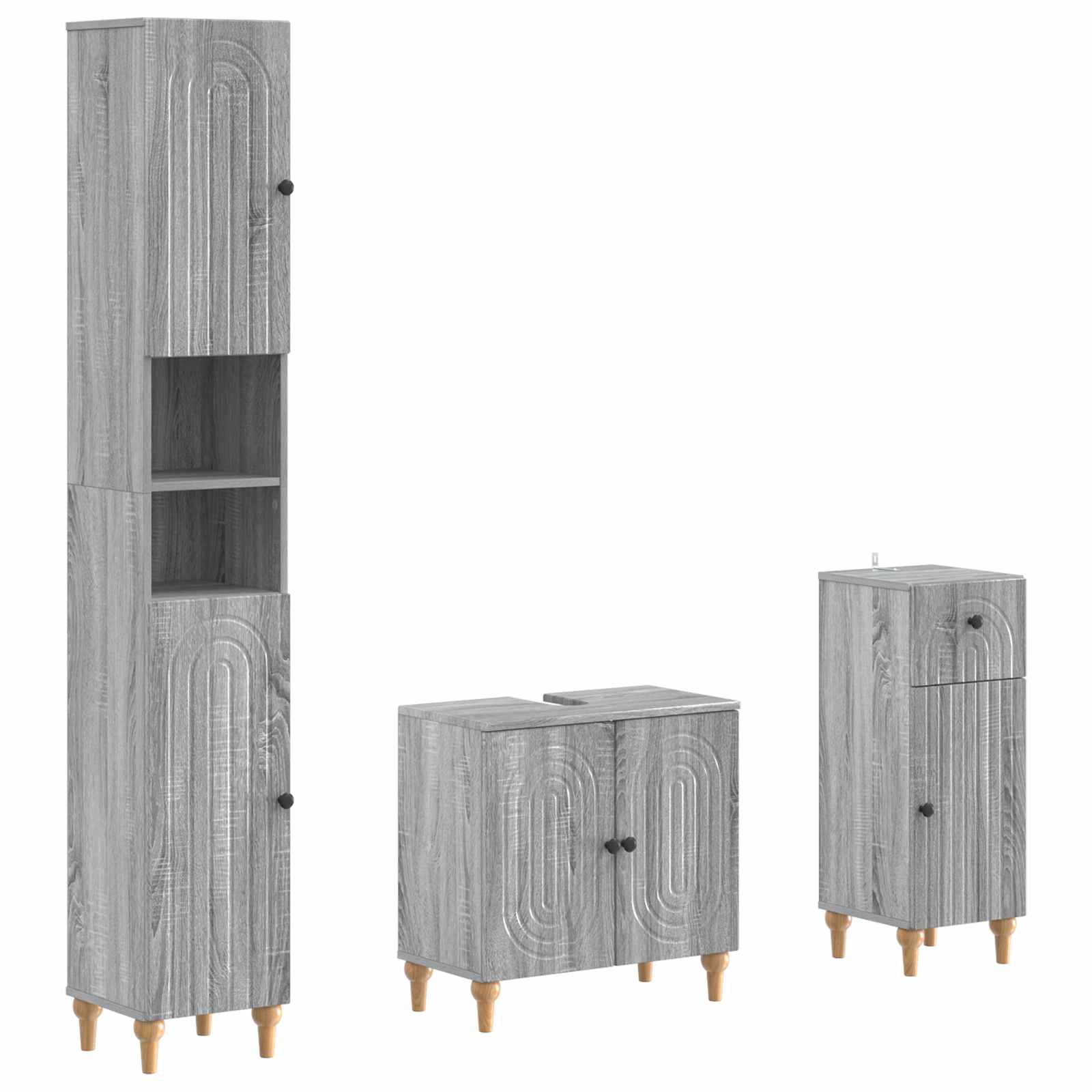 vidaXL 3-delige badkamerkast set EDE Bewerkt hout