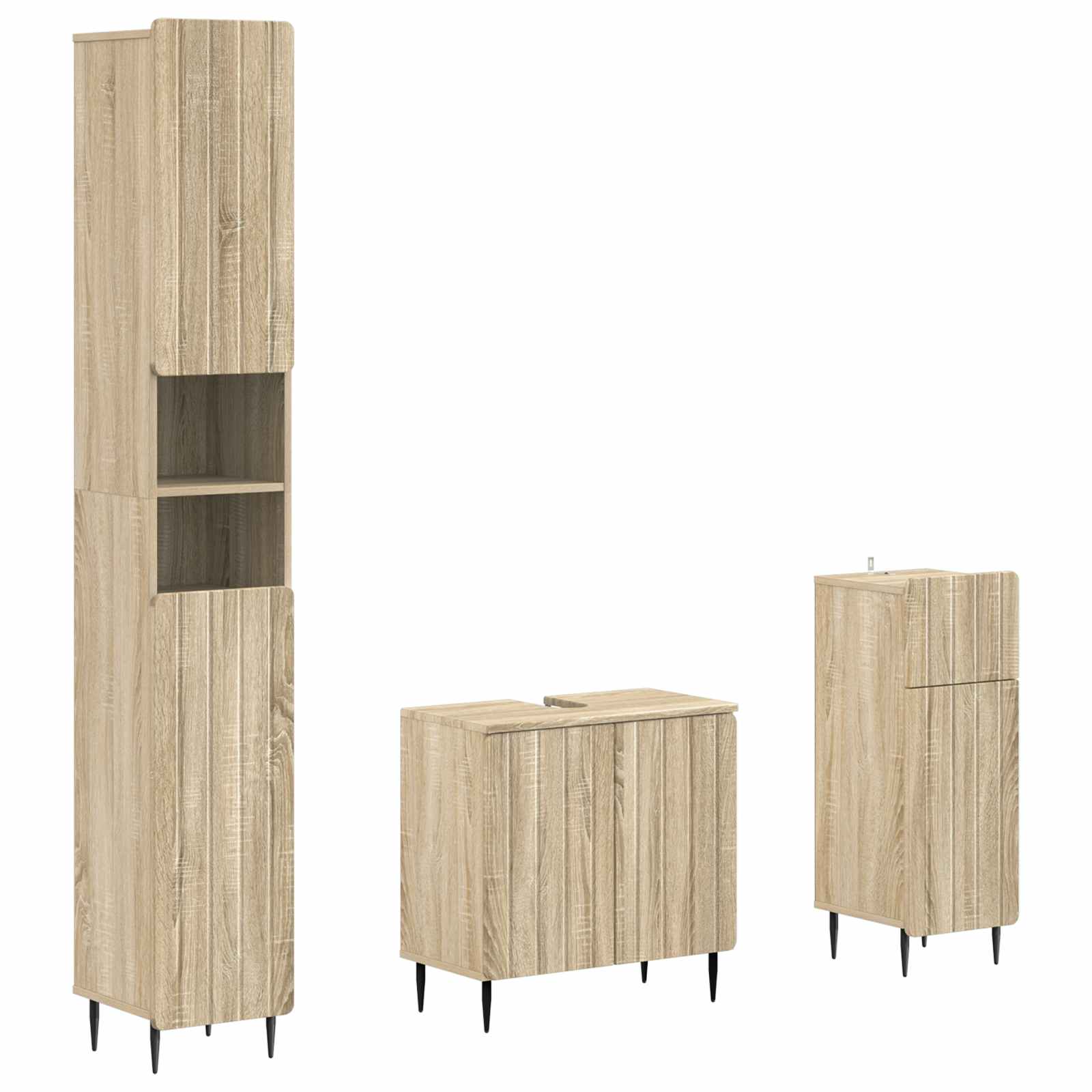 vidaXL 3-delige badkamerkast set EDE Bewerkt hout
