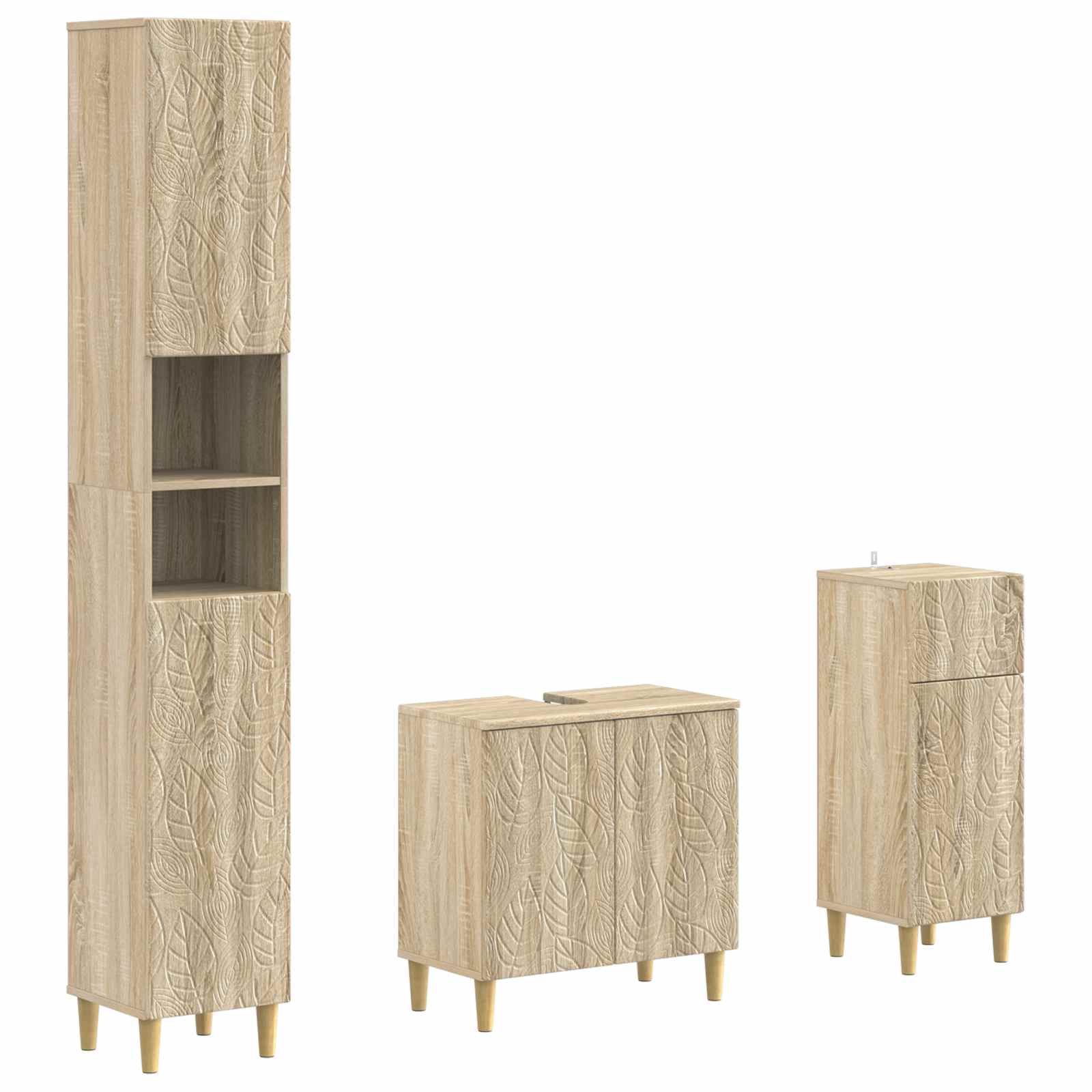 vidaXL 3-delige badkamerkast set EDE Bewerkt hout