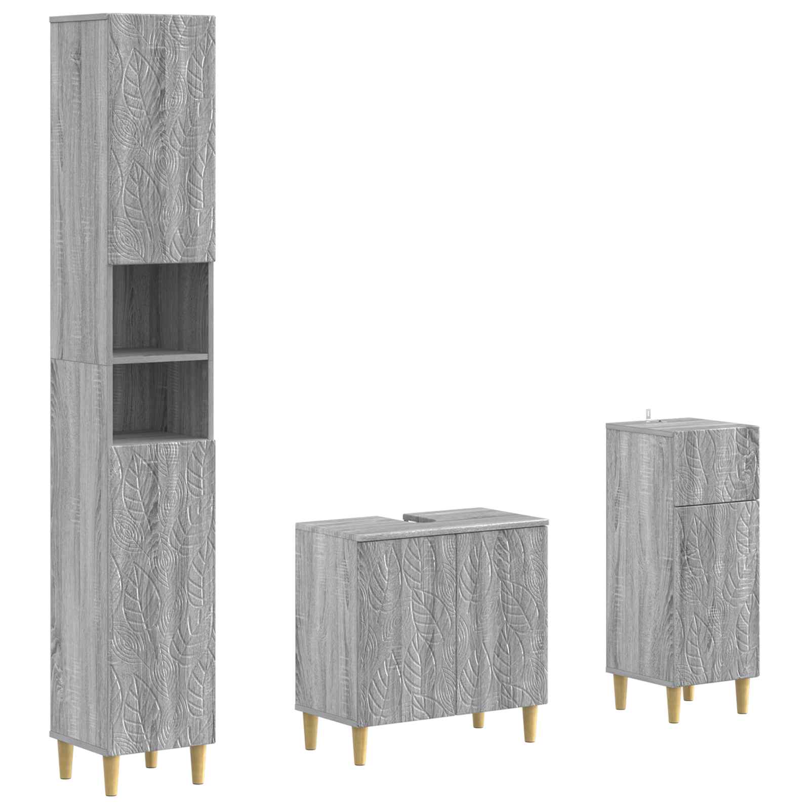vidaXL 3-delige badkamerkast set EDE Bewerkt hout