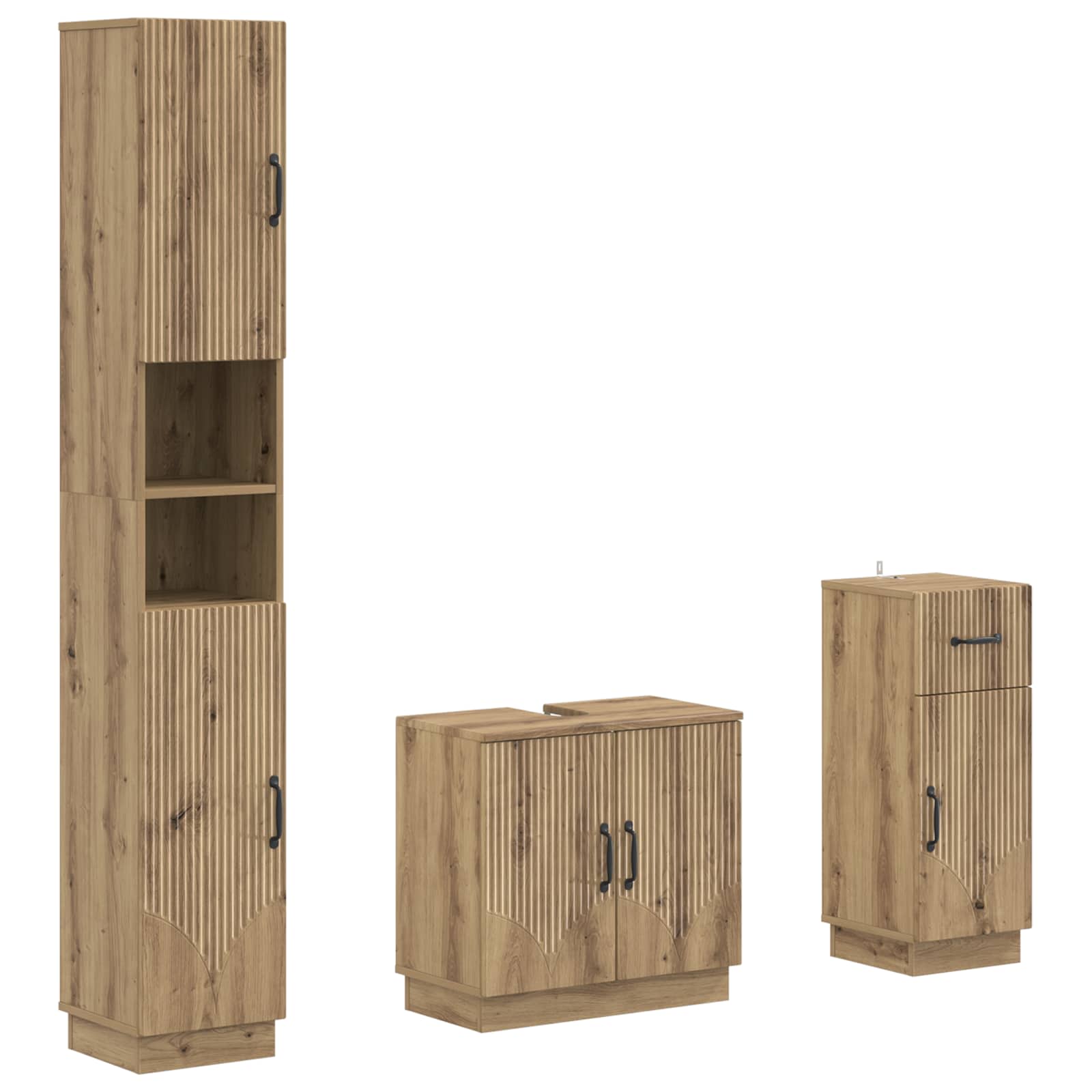 vidaXL 3-delige badkamerkast set EDE Bewerkt hout