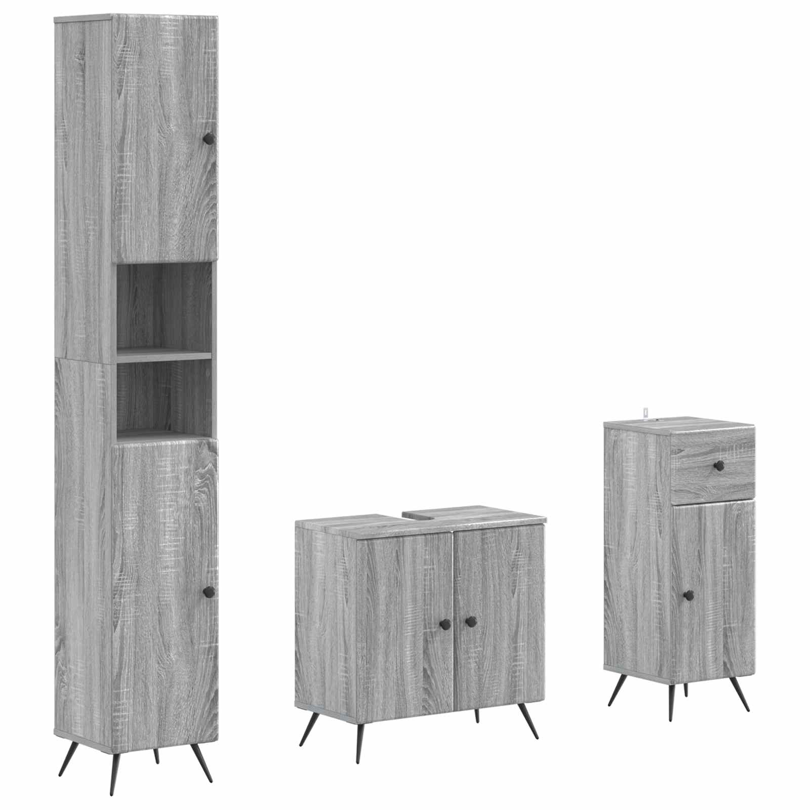 vidaXL 3-delige badkamerkast set EDE Bewerkt hout
