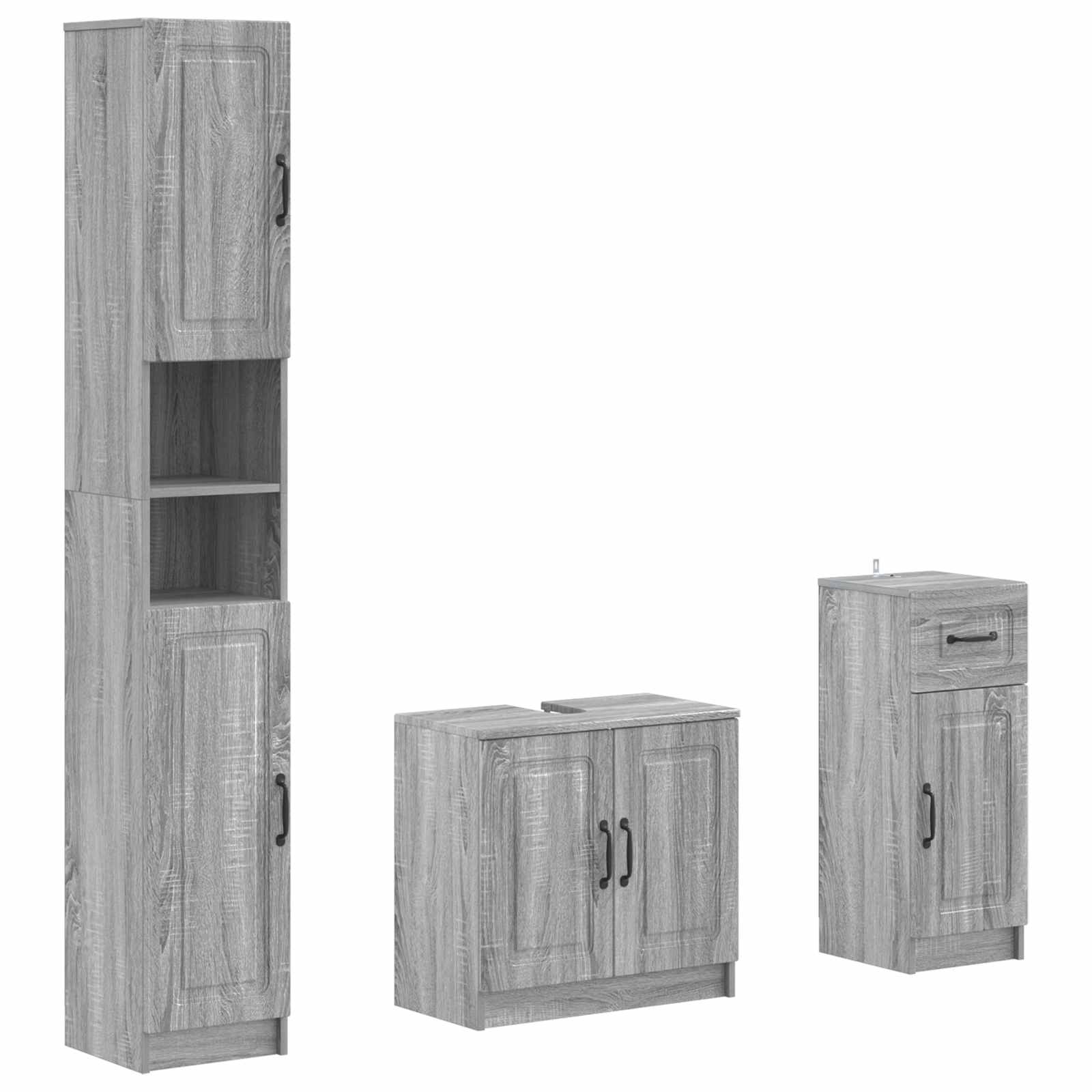 vidaXL 3-delige badkamerkast set EDE Bewerkt hout