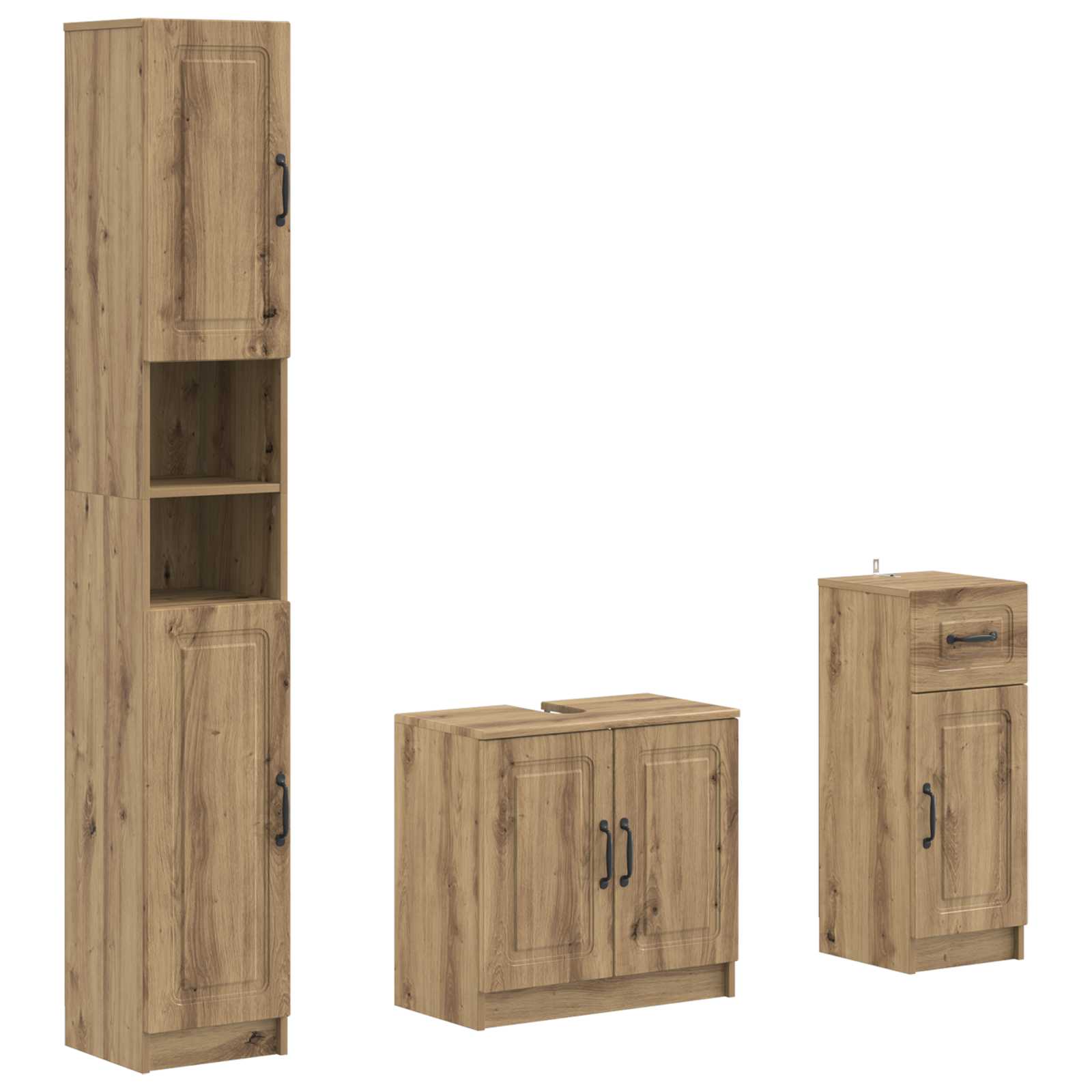 vidaXL 3-delige badkamerkast set EDE Bewerkt hout