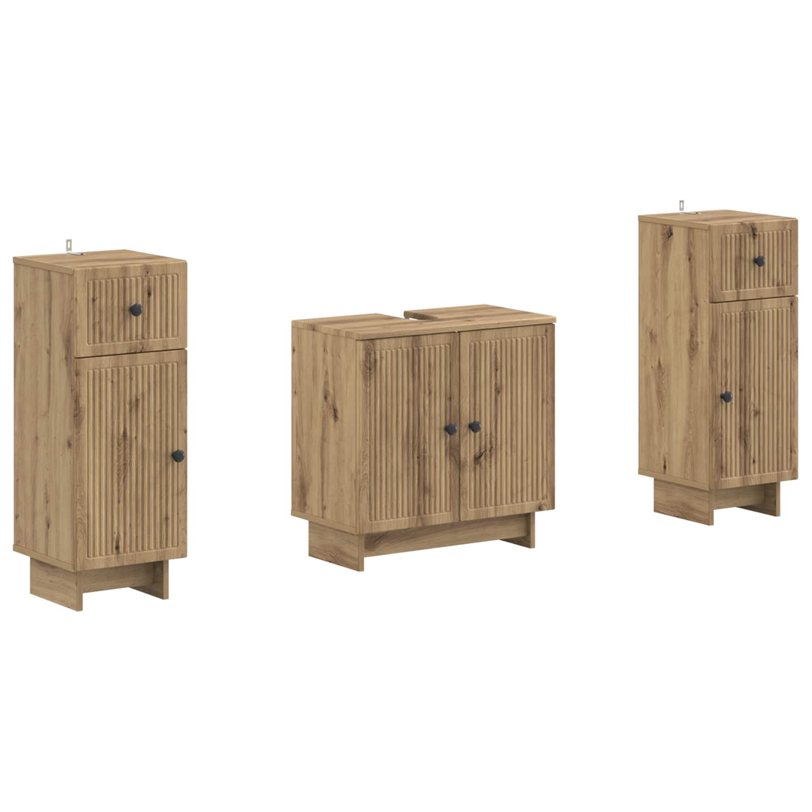 vidaXL 2-delige Badkamerkast Set EDE Zwart Bewerkt hout