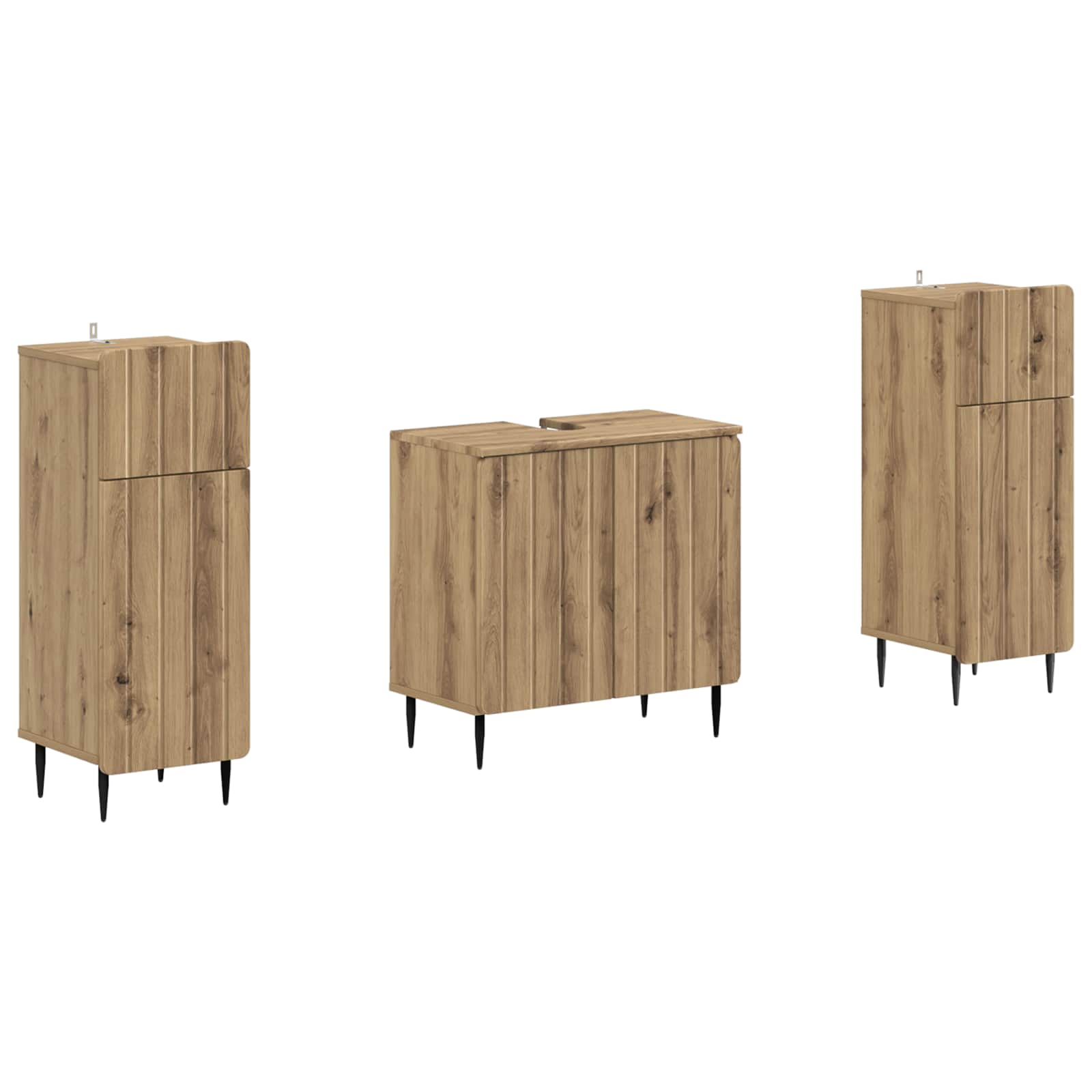vidaXL 2-delige Badkamerkast Set EDE Zwart Bewerkt hout