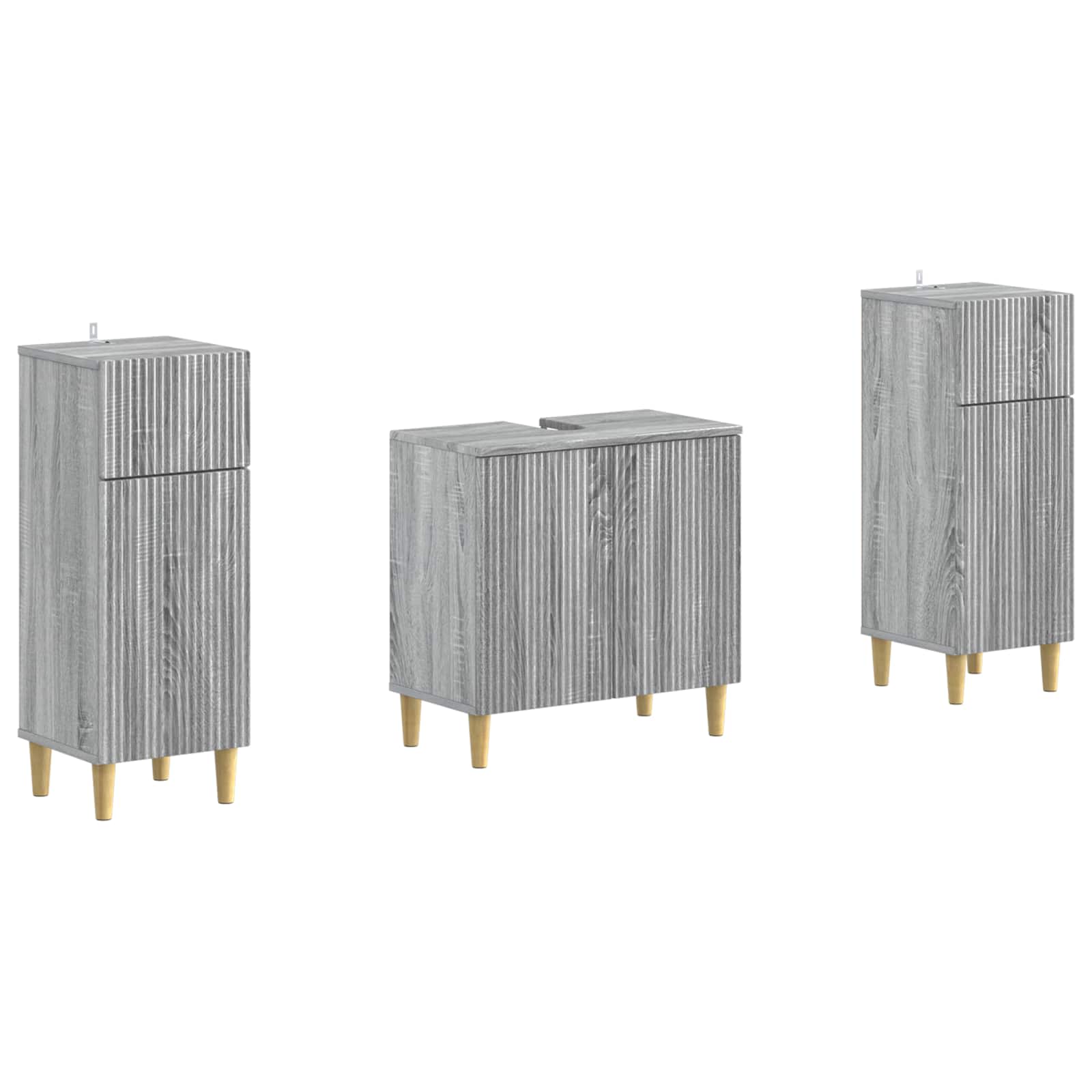 vidaXL 2-delige Badkamerkast Set EDE Zwart Bewerkt hout