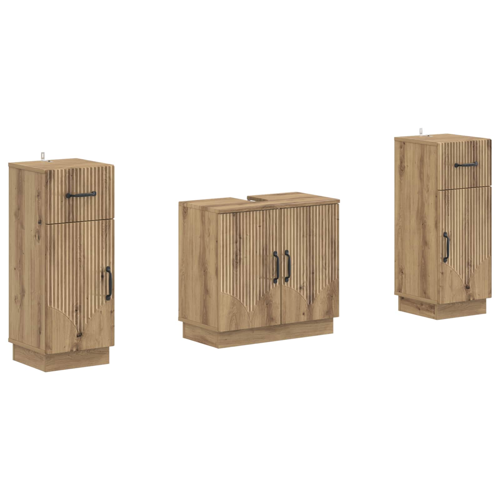 vidaXL 2-delige Badkamerkast Set EDE Zwart Bewerkt hout