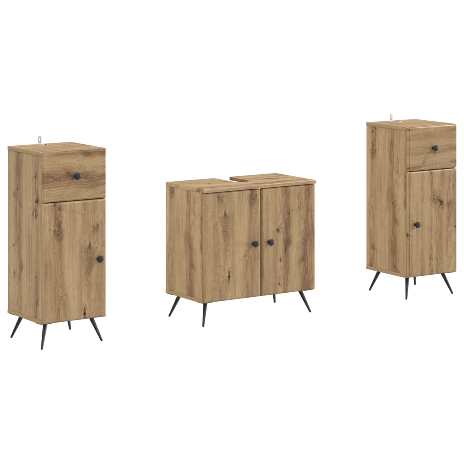vidaXL 2-delige Badkamerkast Set EDE Zwart Bewerkt hout