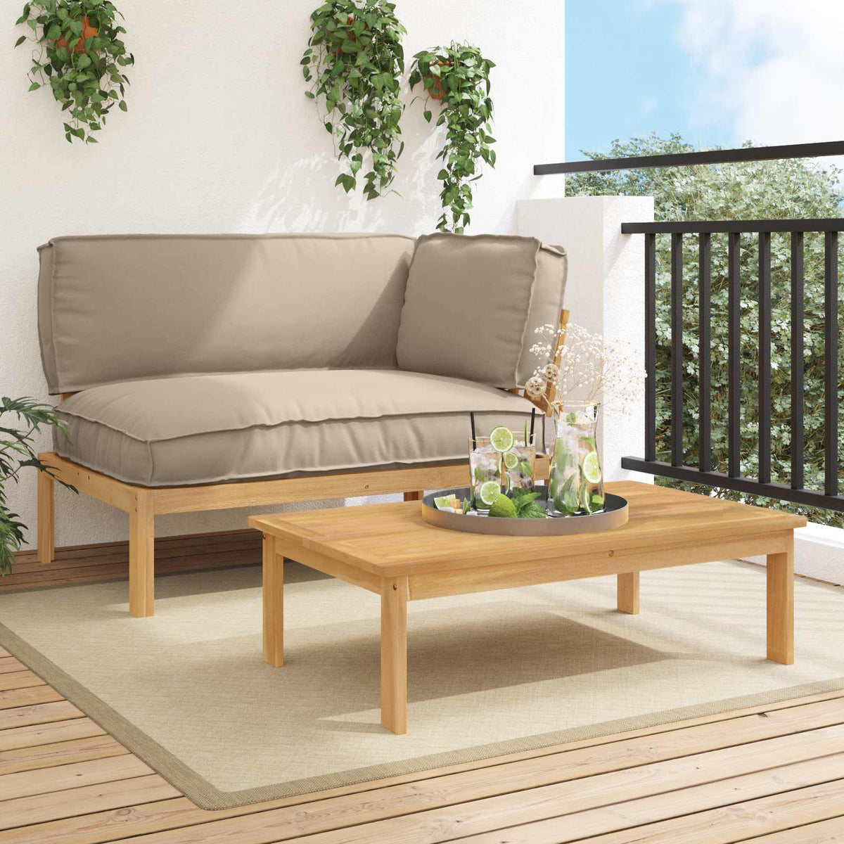 vidaXL Bankstel Effen Antraciet 131,5 x 92 x 69 cm Massief Acaciahout