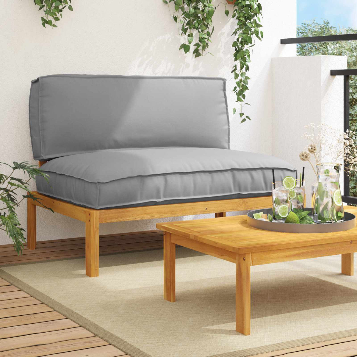 vidaXL Bankstel Effen Antraciet 131,5 x 92 x 69 cm Massief Acaciahout