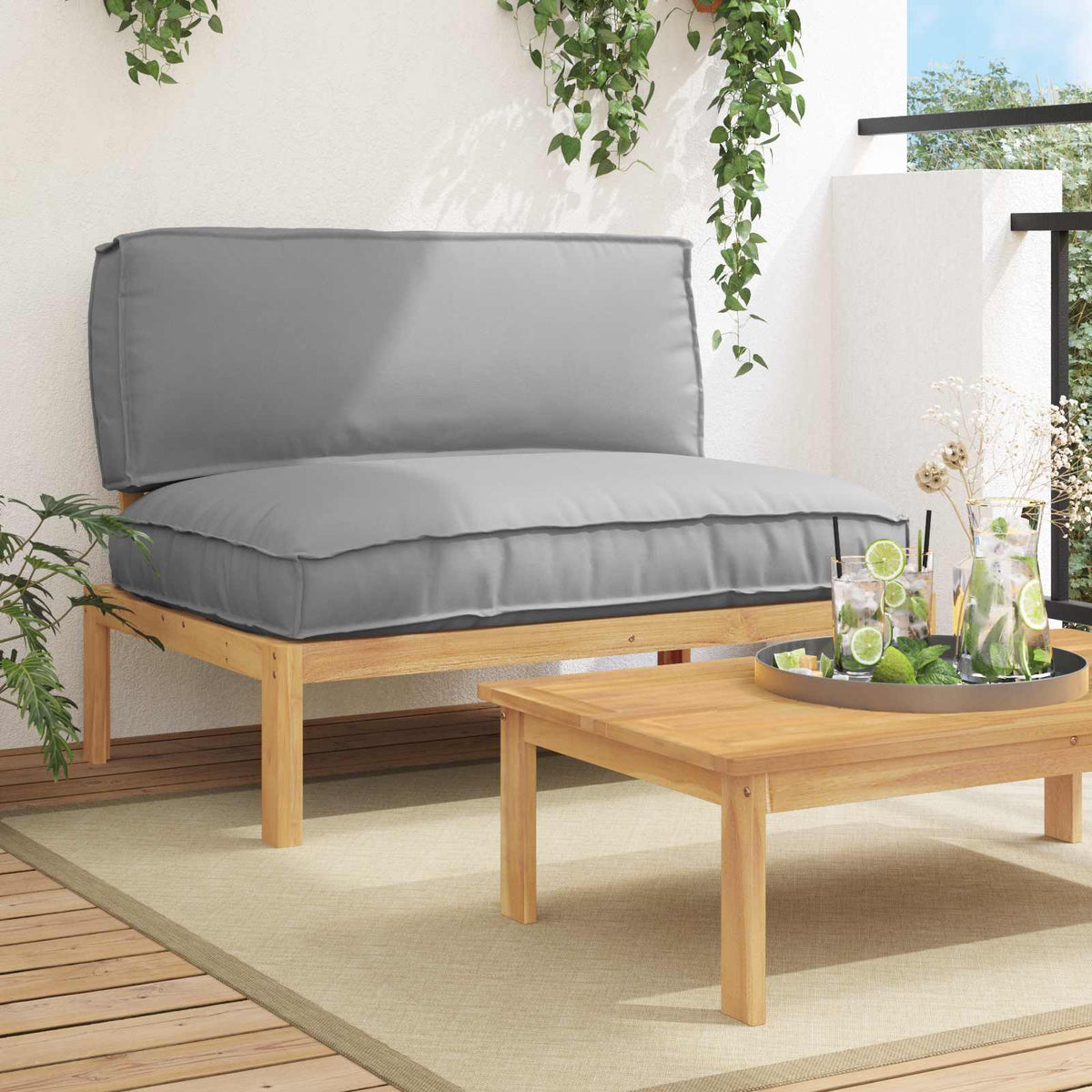 vidaXL Bankstel Effen Antraciet 131,5 x 92 x 69 cm Massief Acaciahout