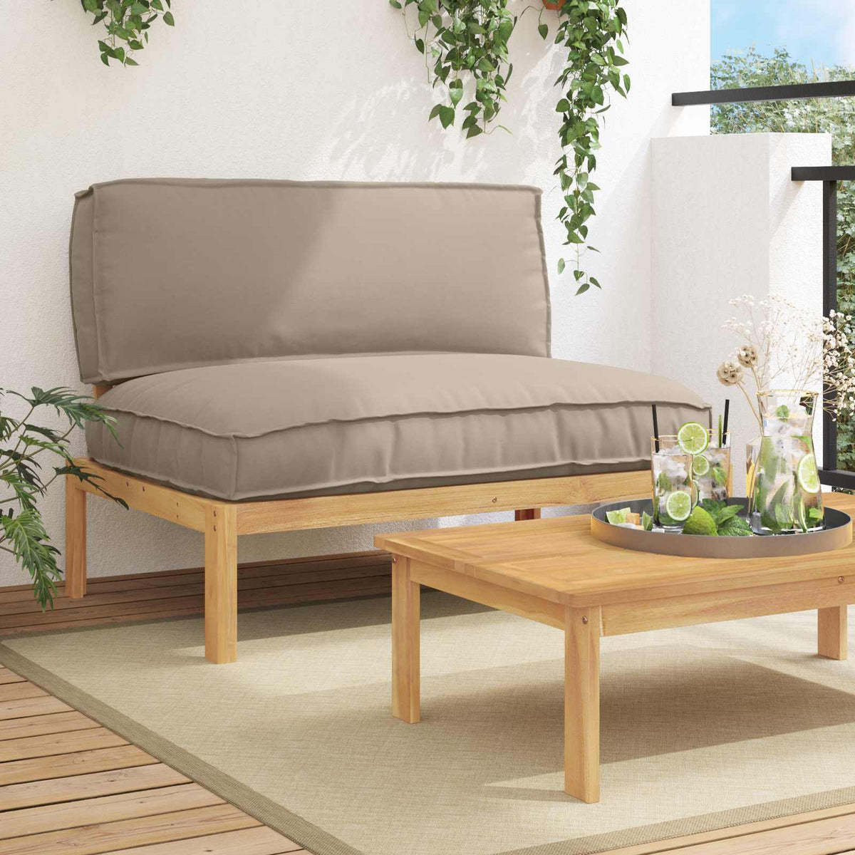 vidaXL Bankstel Effen Antraciet 131,5 x 92 x 69 cm Massief Acaciahout