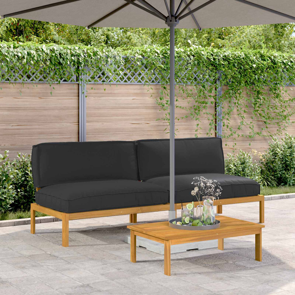 vidaXL Bankstel Effen Antraciet 131,5 x 92 x 69 cm Massief Acaciahout