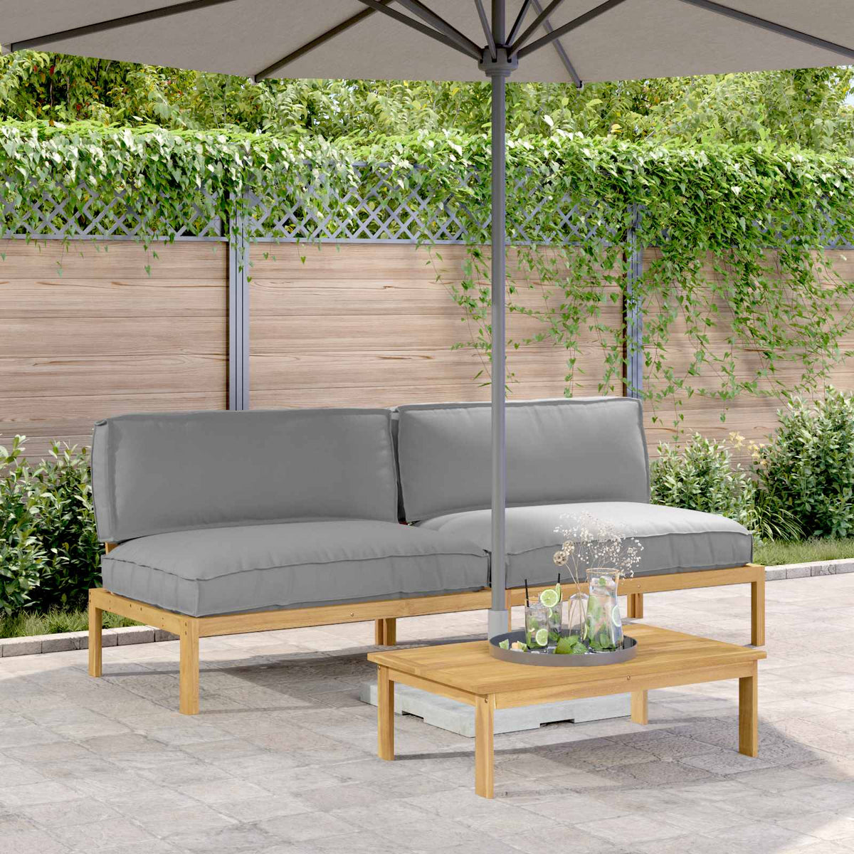 vidaXL Bankstel Effen Antraciet 131,5 x 92 x 69 cm Massief Acaciahout