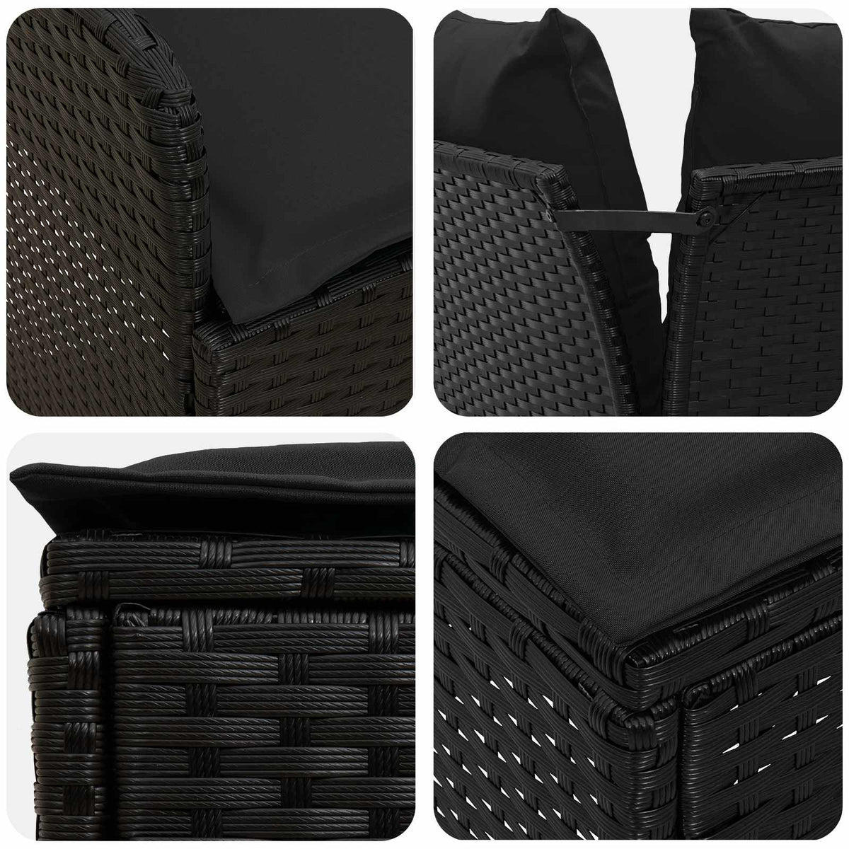 vidaXL Meubelsets met kussen 4 pcs Zwart PE Rattan