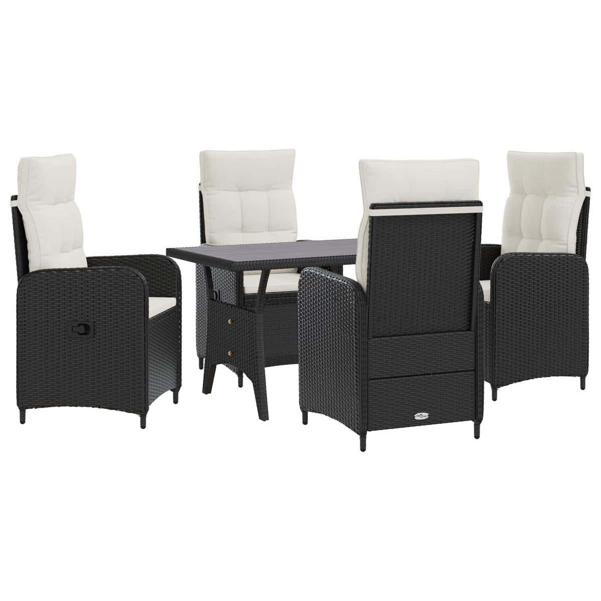 vidaXL Buiten eettafelset 3 pcs Zwart poly rattan