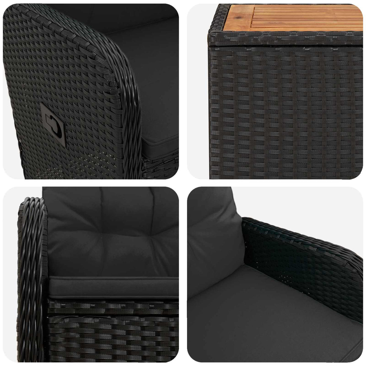 vidaXL Tuin loungeset 2 st Zwart PE Rattan en Poeder-Coated Staal