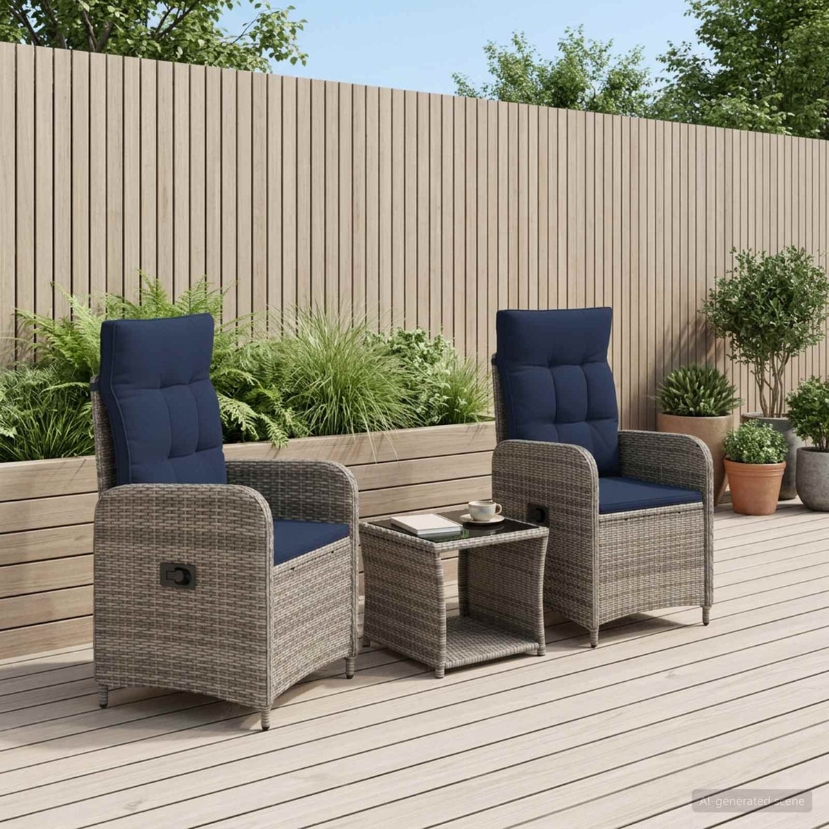 vidaXL Tuin loungeset 2 st Zwart PE Rattan en Poeder-Coated Staal