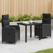 vidaXL Buiten eettafelset 3 st Zwart poly rattan