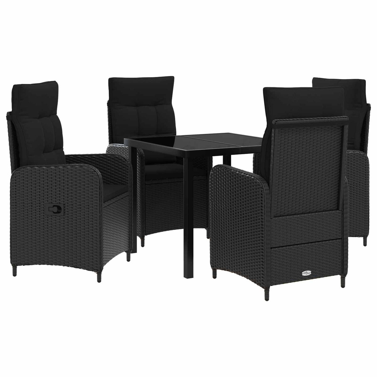 vidaXL Buiten eettafelset 3 st Zwart poly rattan