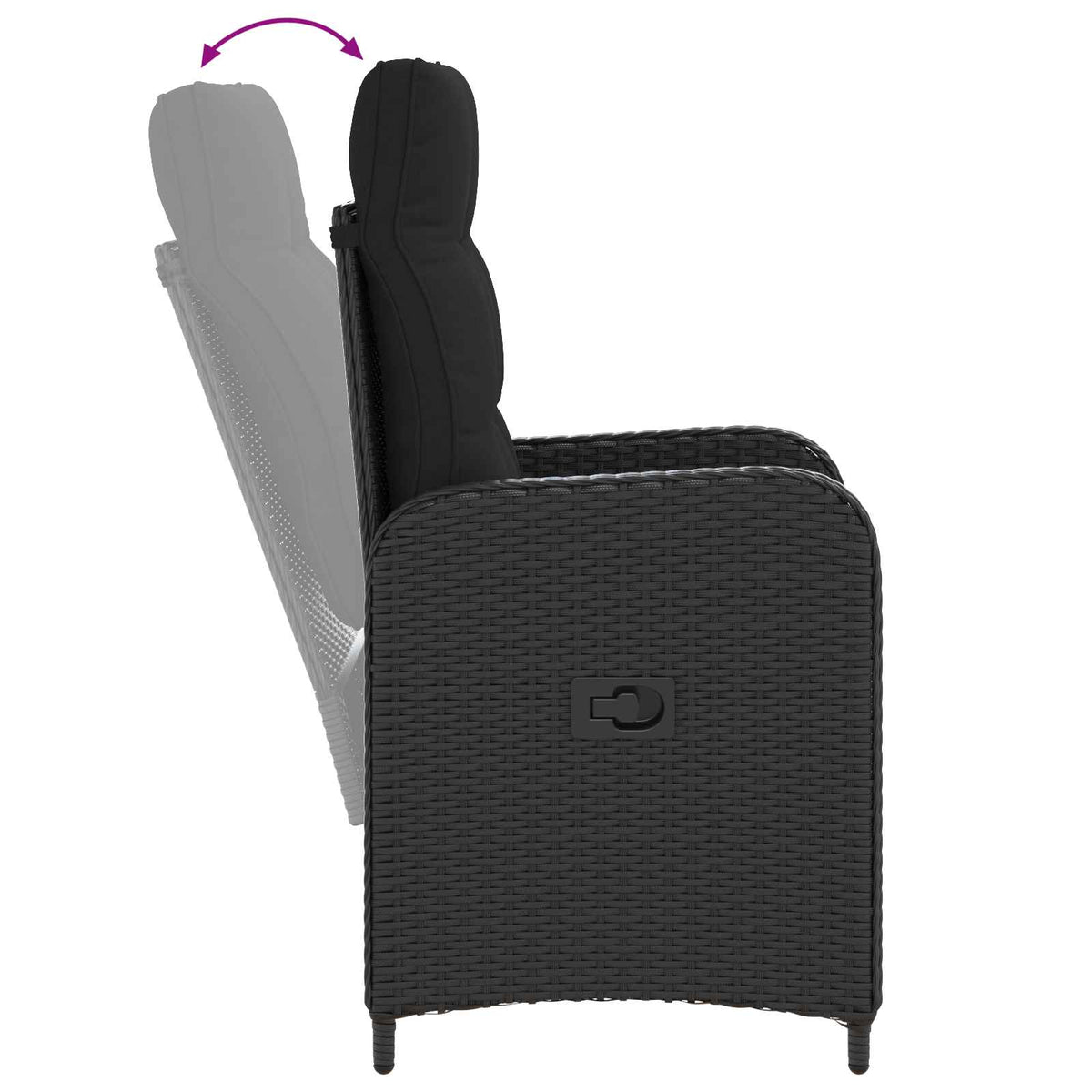 vidaXL Buiten eettafelset 3 st Zwart poly rattan