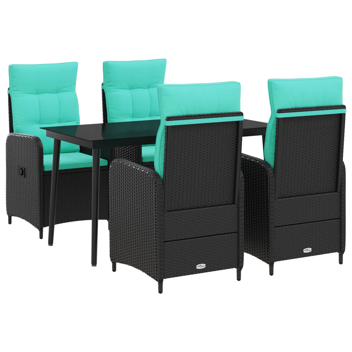 vidaXL Bank tafel set 3 pcs Zwart PE Rattan en Poeder-Coated Staal
