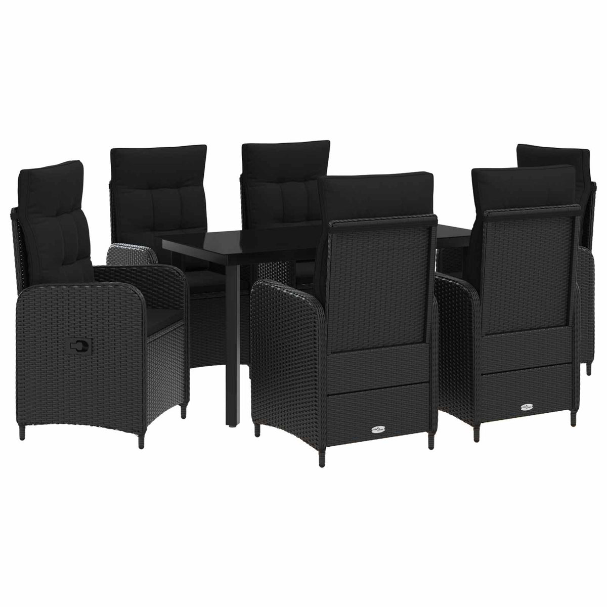 vidaXL Bank tafel set 3 pcs Zwart PE Rattan en Poeder-Coated Staal