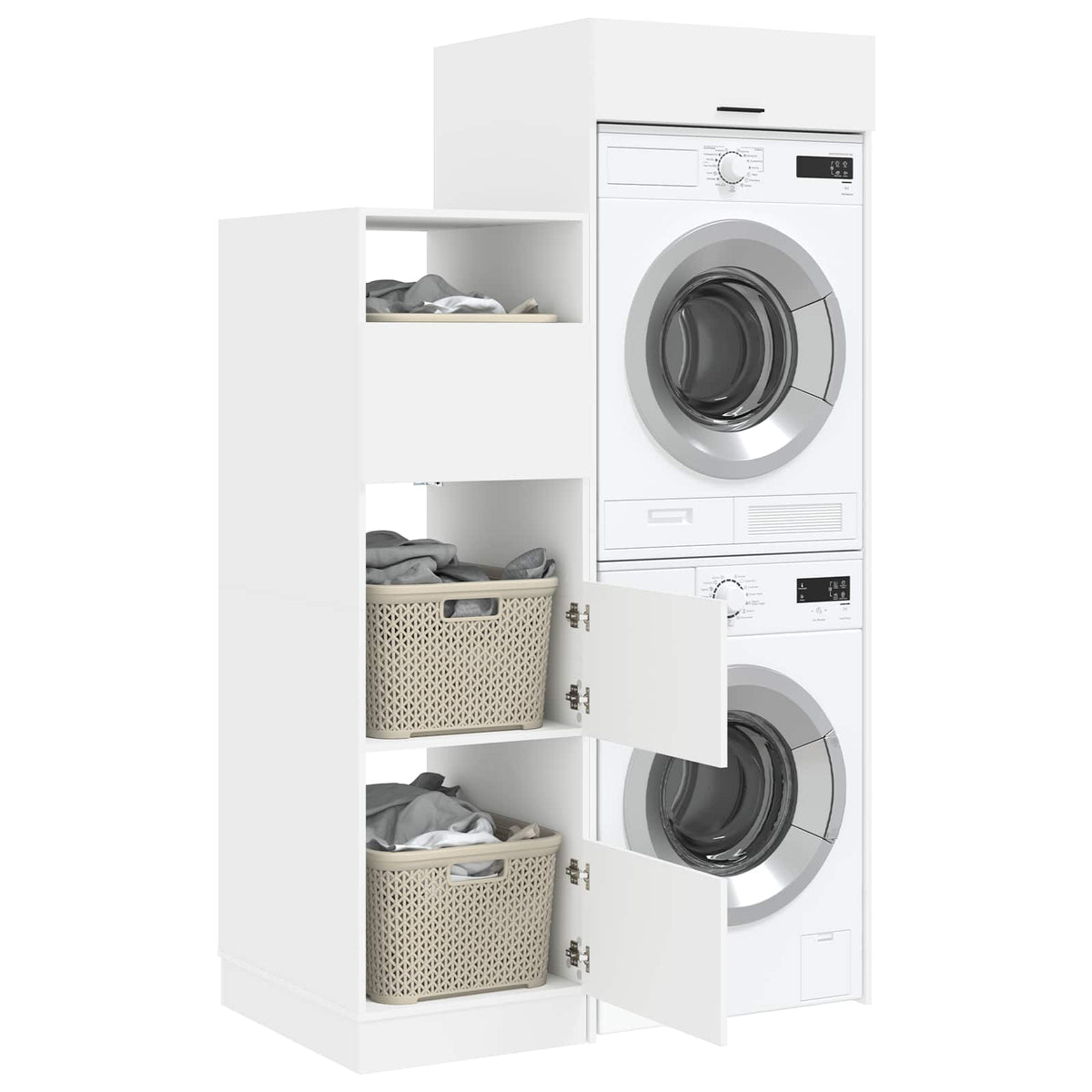 vidaXL Waskast Set met opslag met de deur 2 pcs Wit Bewerkt hout