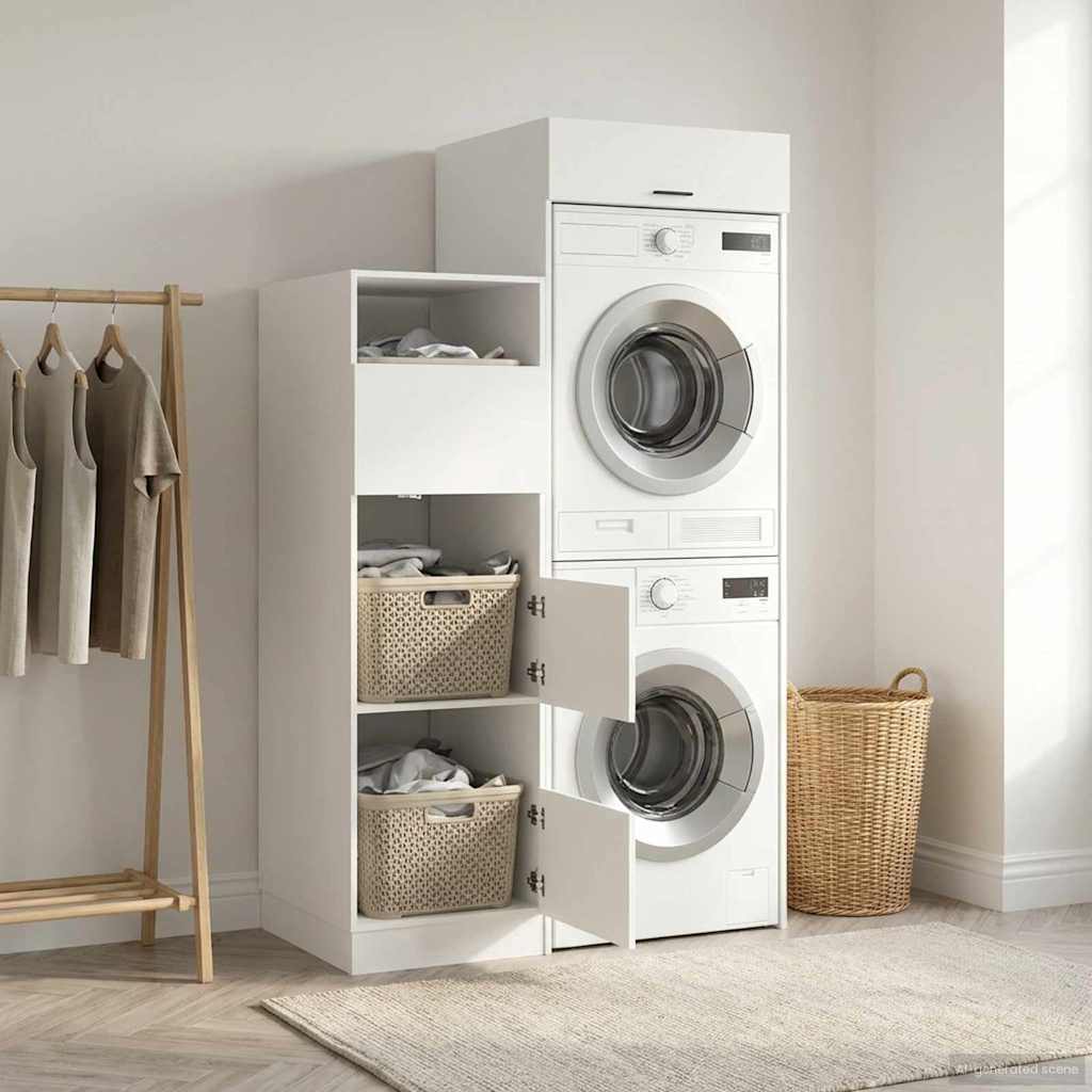 vidaXL Waskast Set met opslag met de deur 2 pcs Wit Bewerkt hout