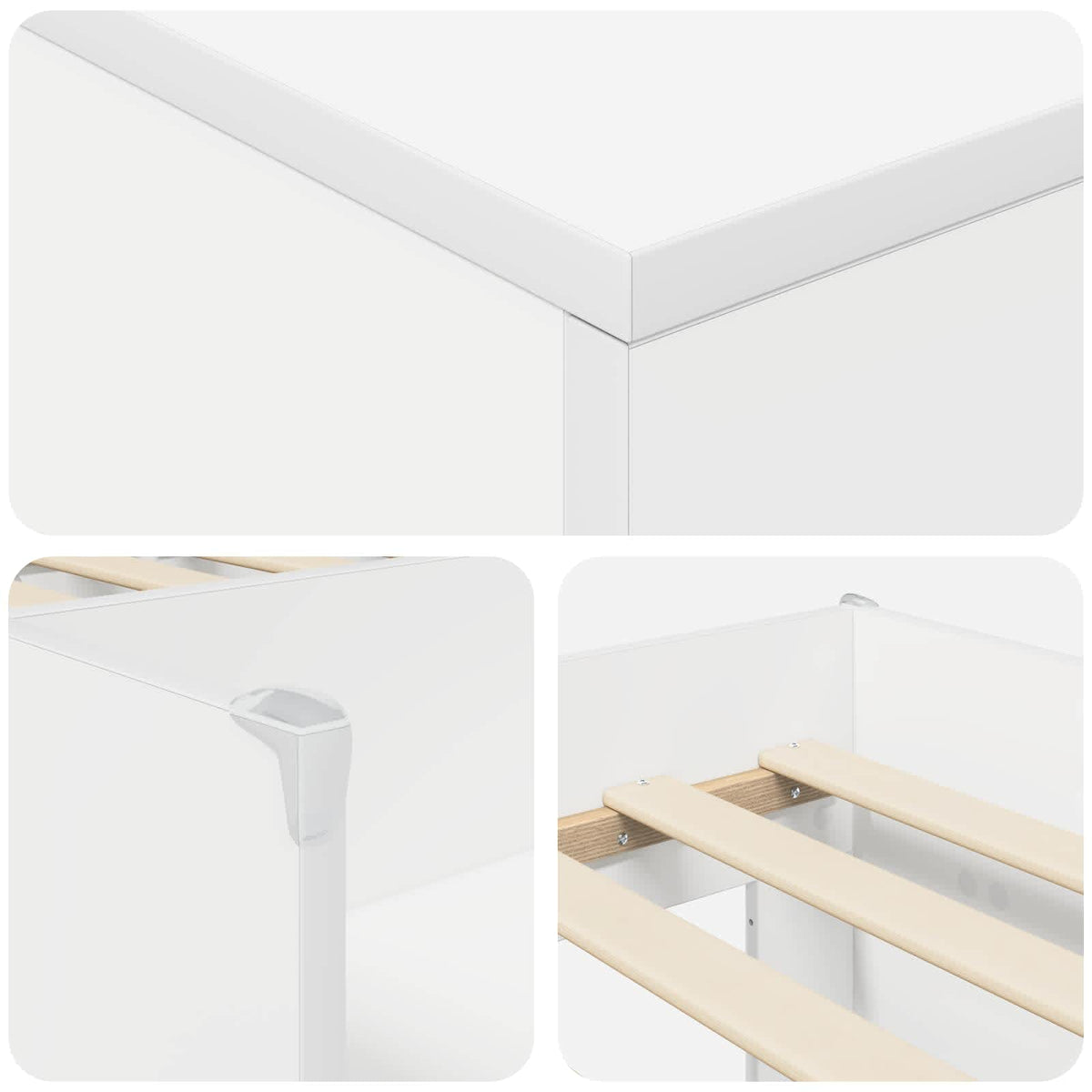 vidaXL Loft Bed Frame met Kast met opslag 3 pcs Wit Bewerkt hout