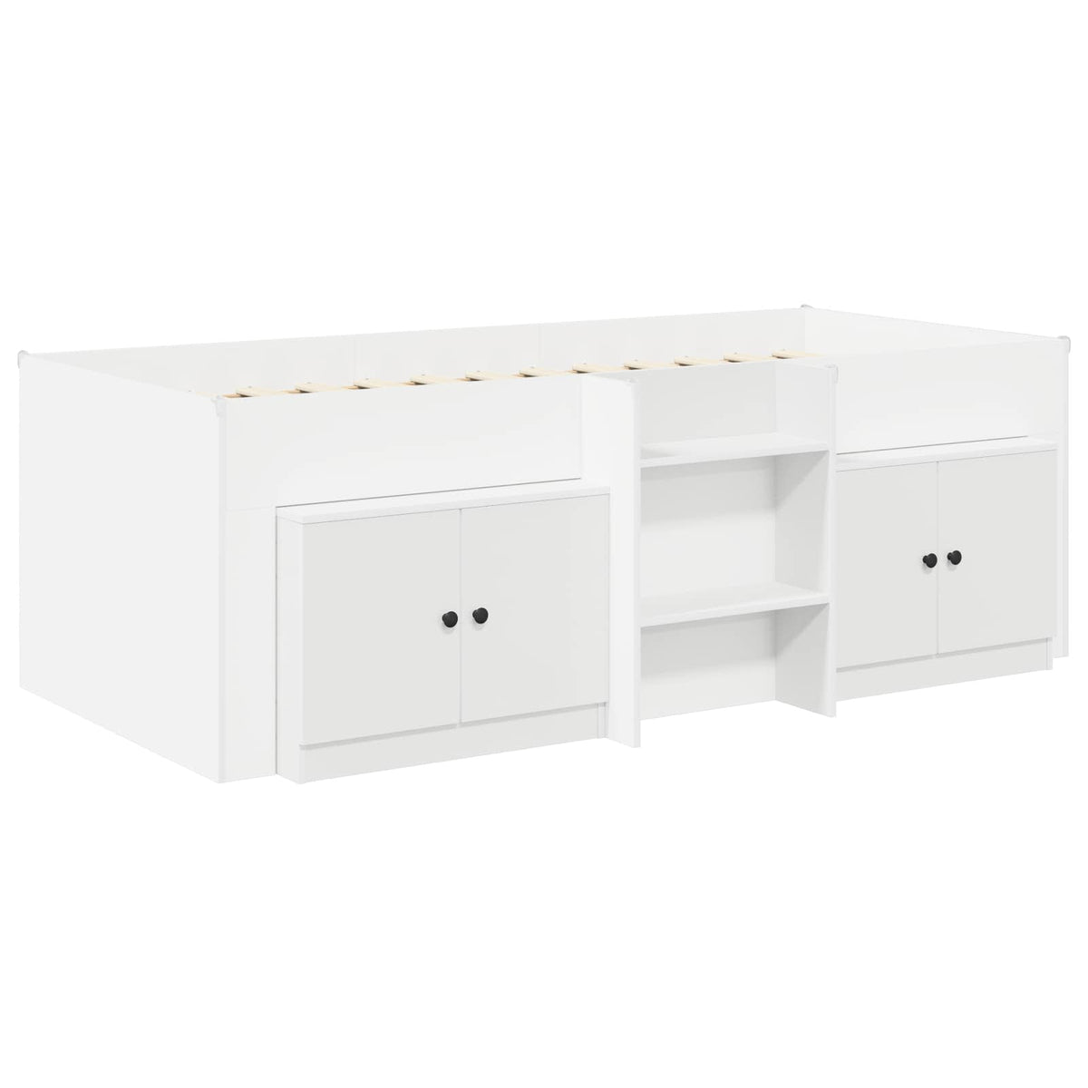 vidaXL Loft Bed Frame met Kast met opslag 3 pcs Wit Bewerkt hout