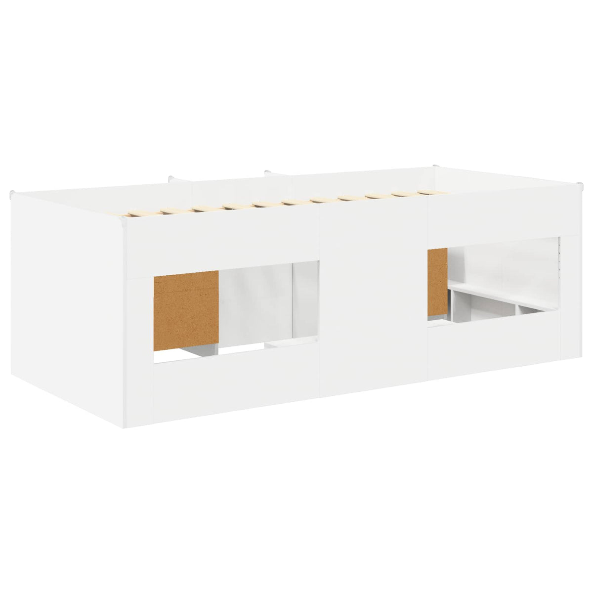 vidaXL Loft Bed Frame met Kast met plank 3 pcs Wit Bewerkt hout