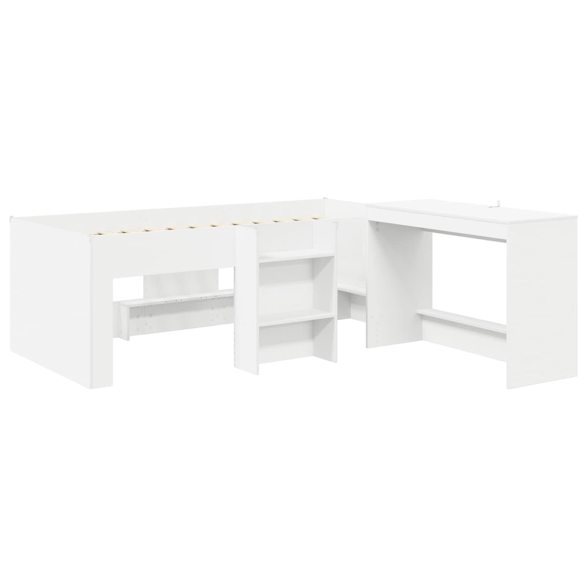 vidaXL Hoge Bed Frame met Bureau voor Kinderen Wit 80 x 200 cm